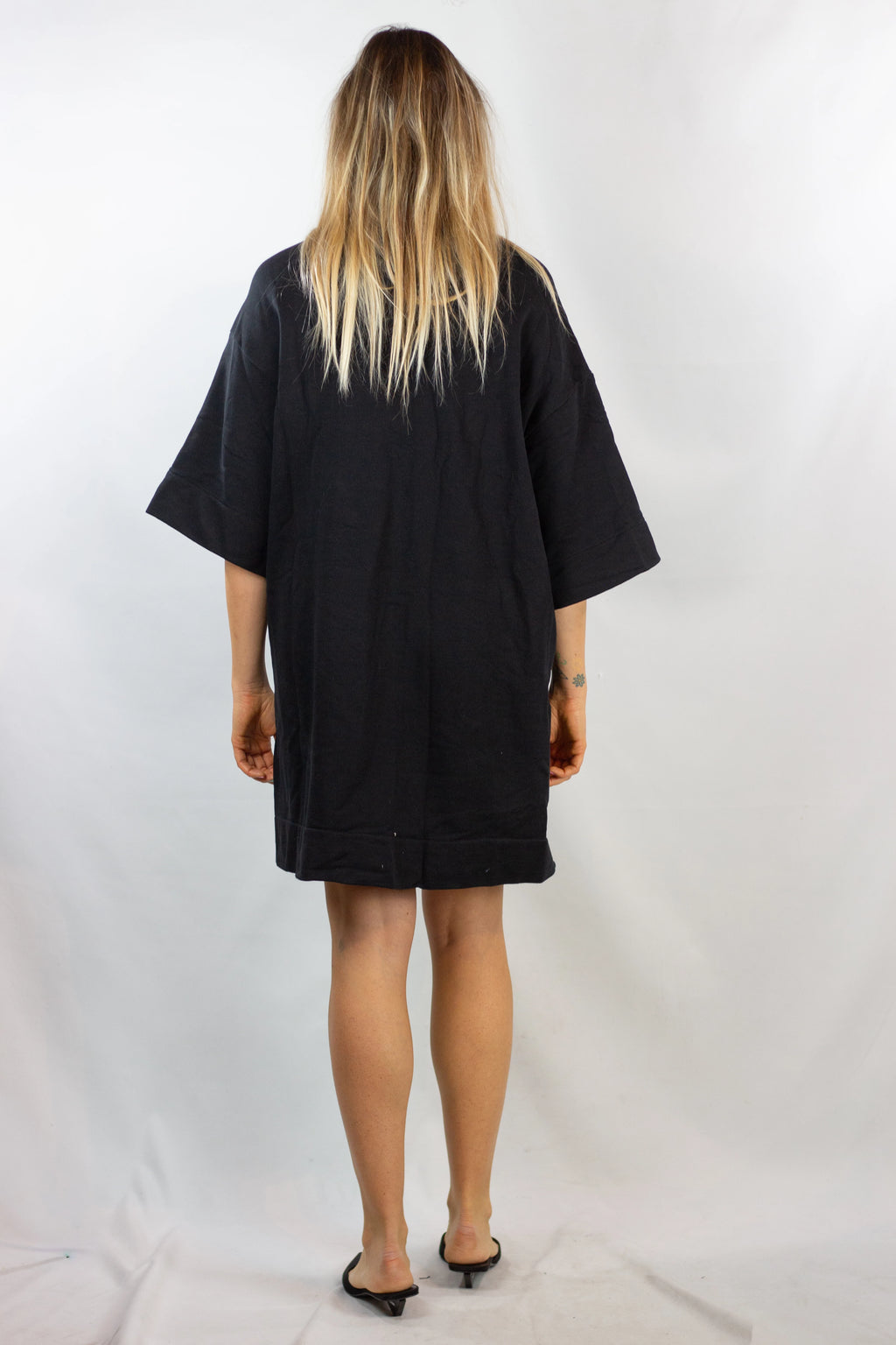 Black Oversized Cotton Sweatshirt Dress