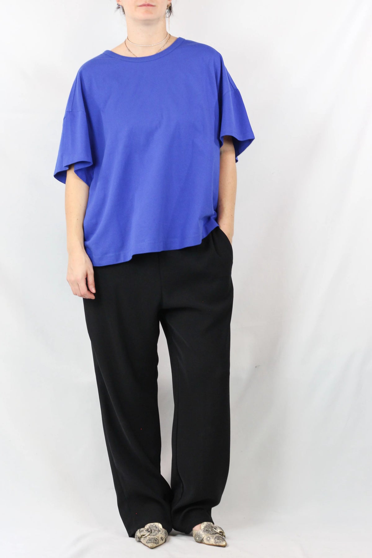 Oversized Cotton T-Shirt in Cobalt Blue