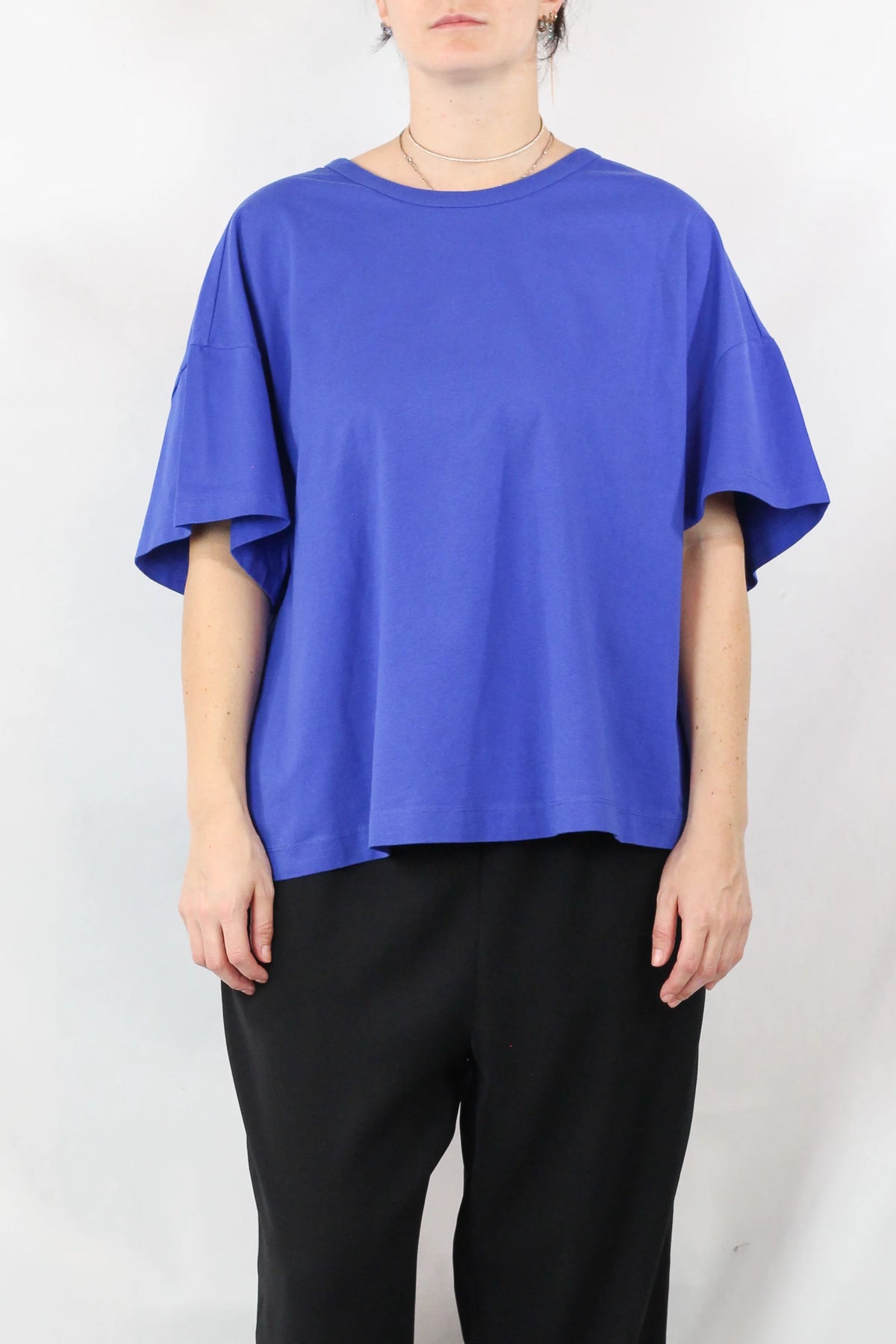 Oversized Cotton T-Shirt in Cobalt Blue
