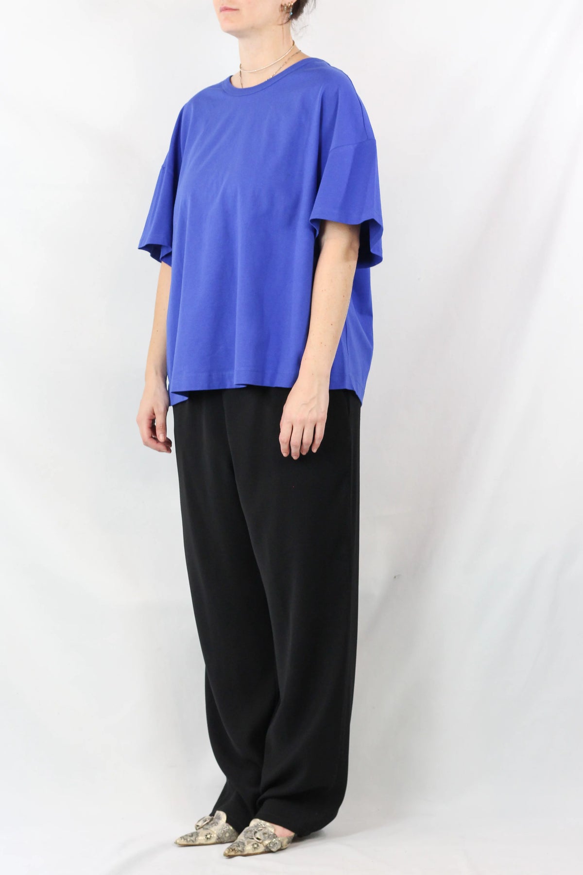 Oversized Cotton T-Shirt in Cobalt Blue