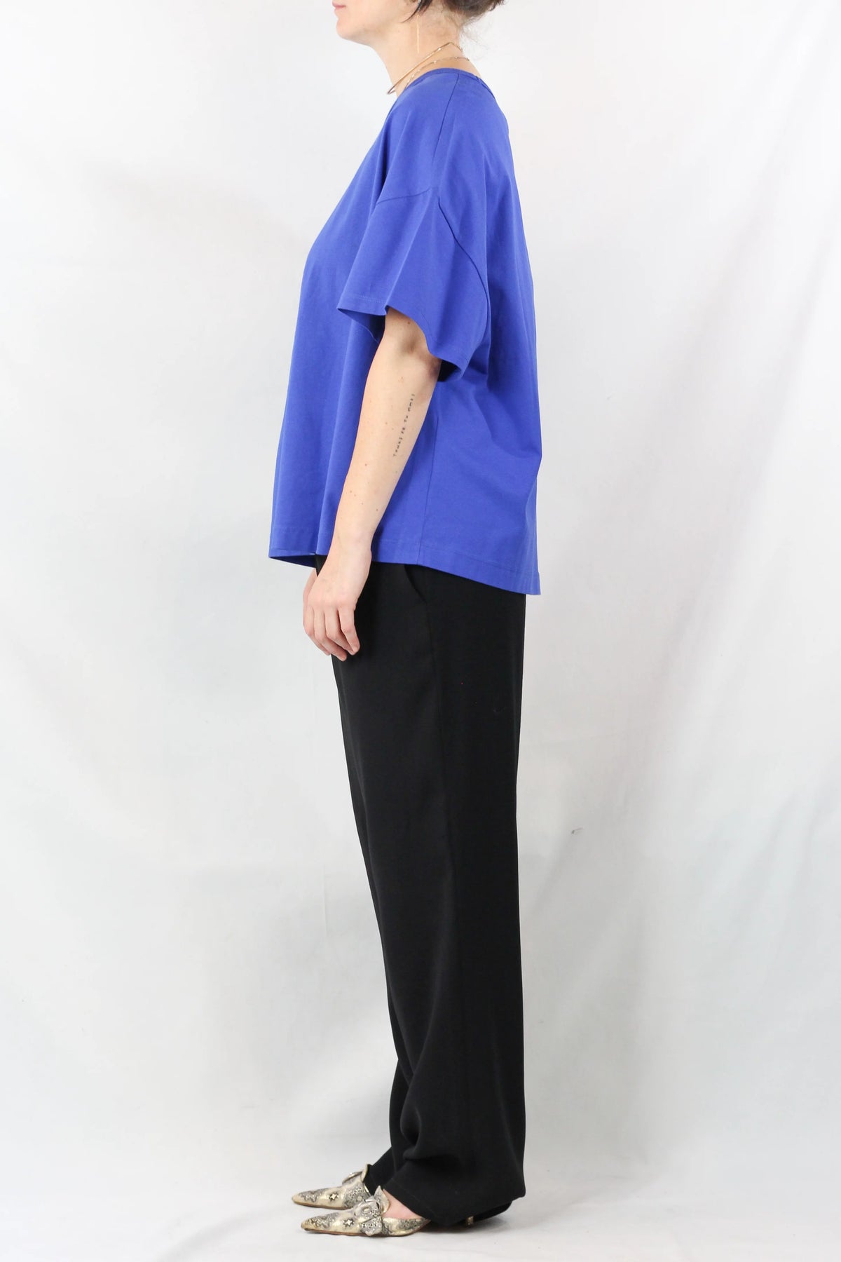 Oversized Cotton T-Shirt in Cobalt Blue