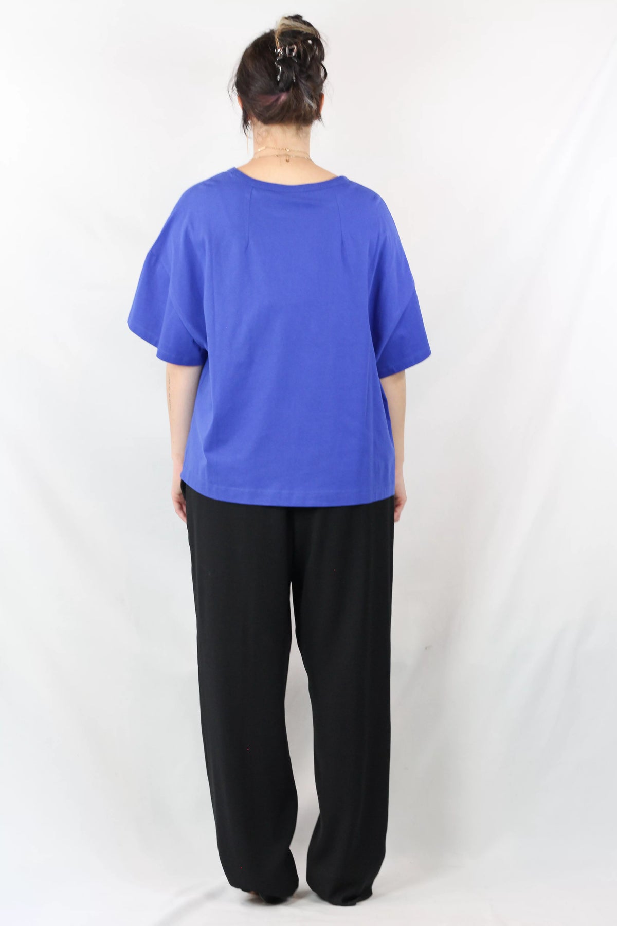 Oversized Cotton T-Shirt in Cobalt Blue