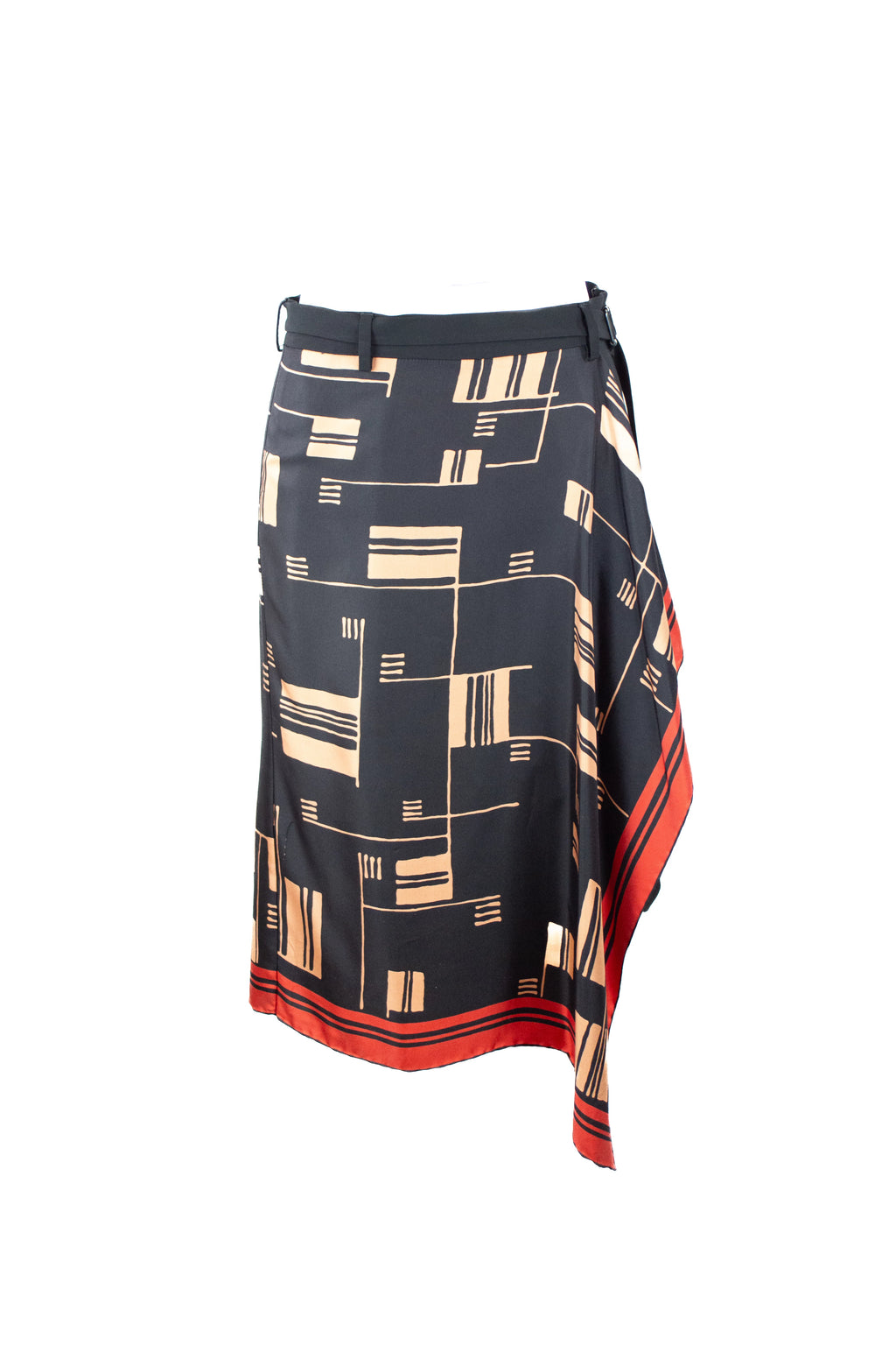 Asymmetrical Foulard Skirt with Black Bermuda SS2018