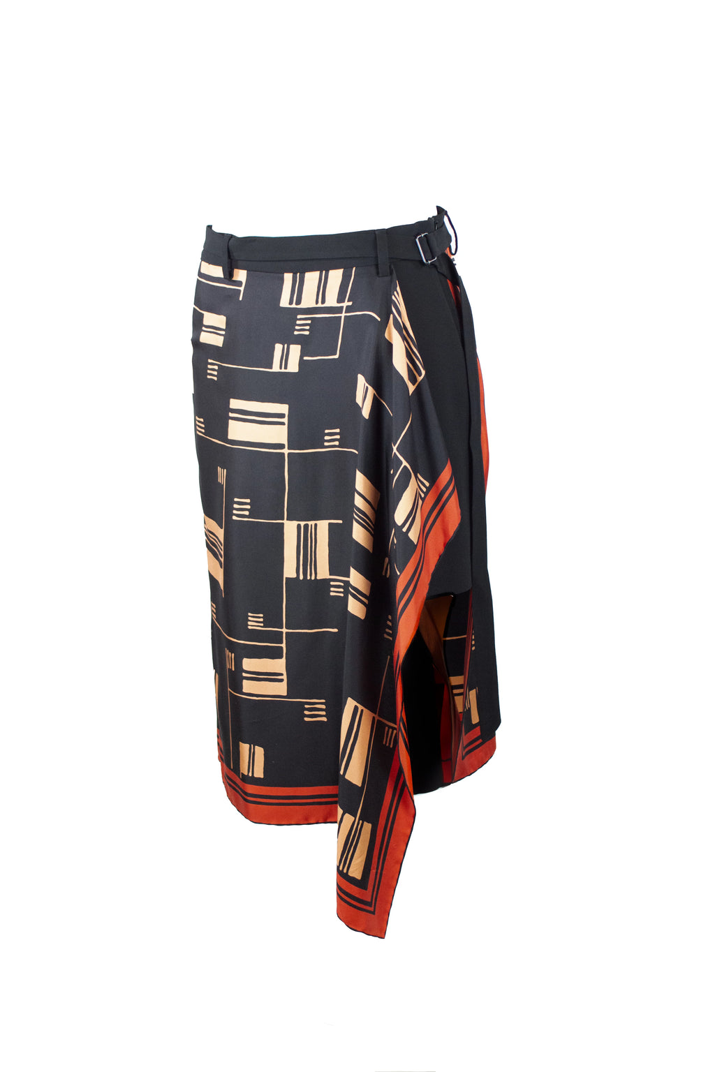 Asymmetrical Foulard Skirt with Black Bermuda SS2018