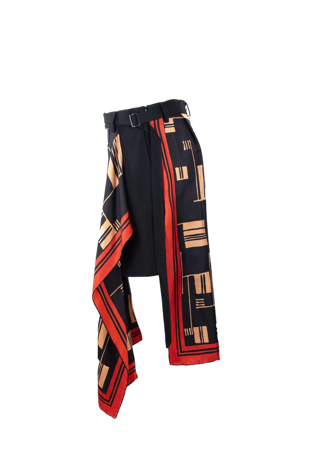 Asymmetrical Foulard Skirt with Black Bermuda SS2018