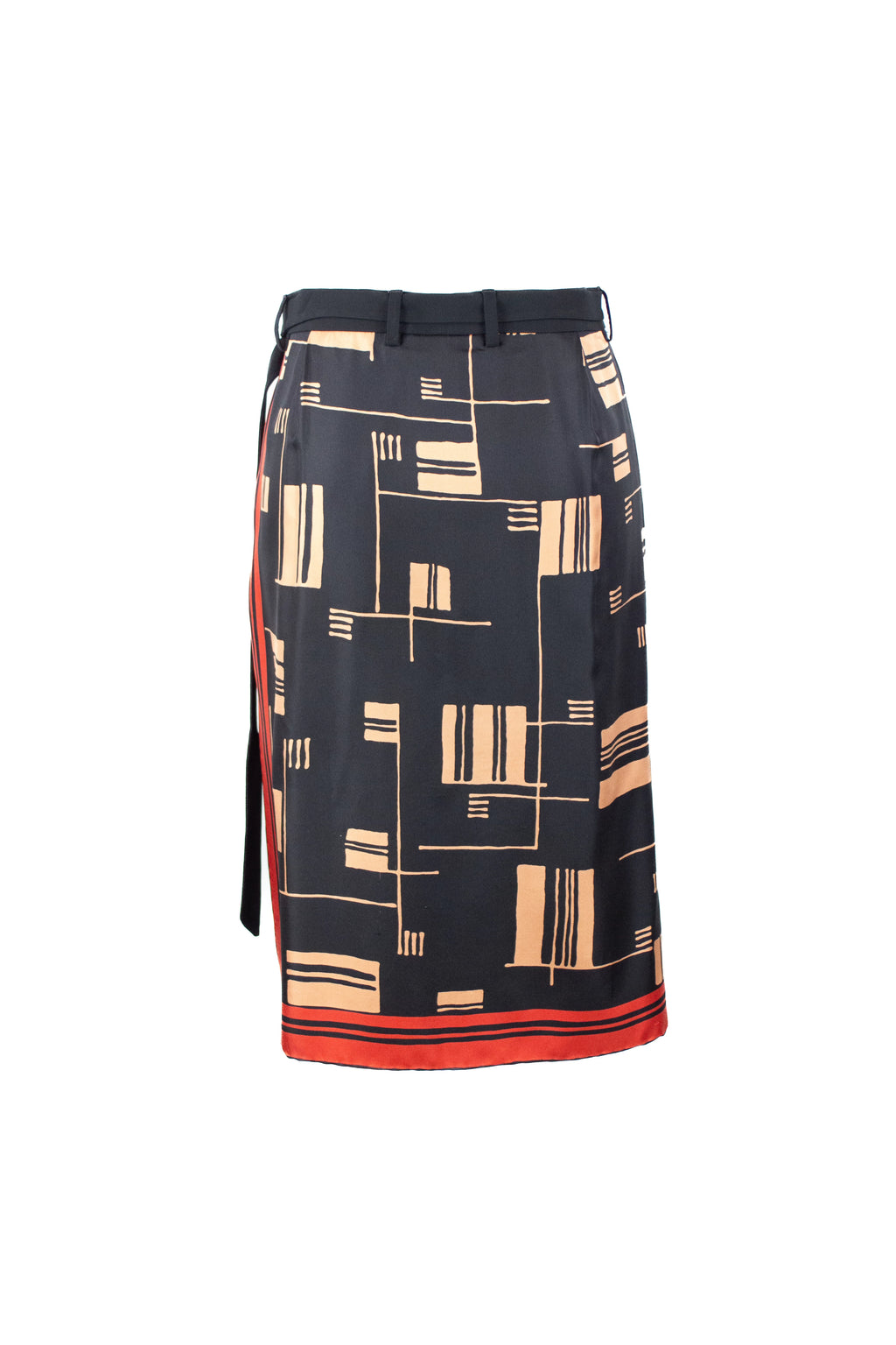 Asymmetrical Foulard Skirt with Black Bermuda SS2018