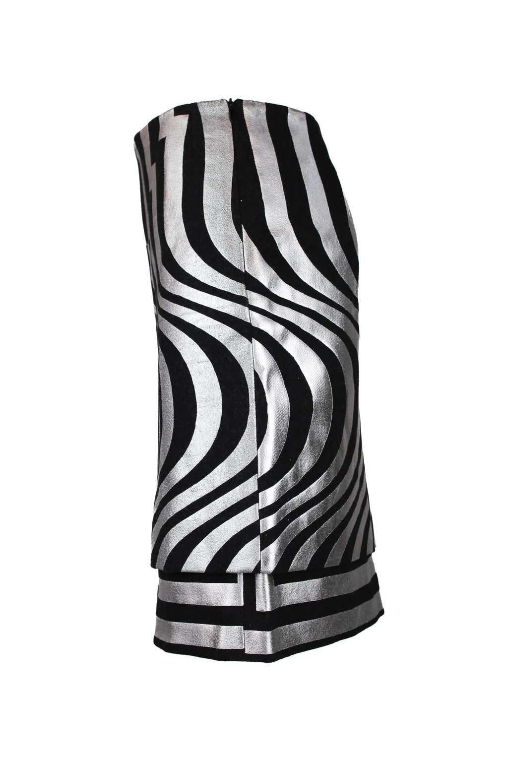 Optical Wool Midi Skirt with Silver Print FW2014