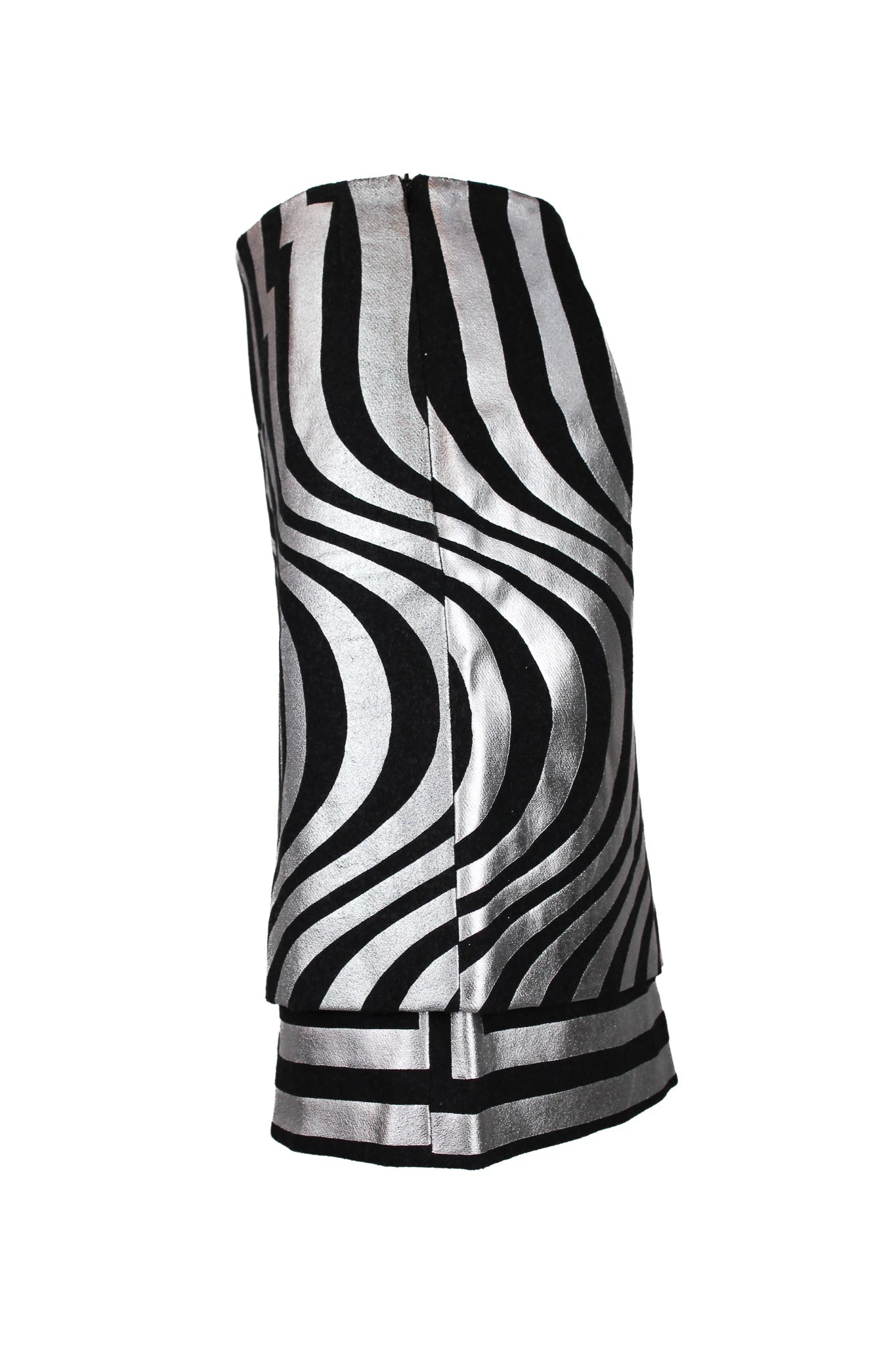 Optical Wool Midi Skirt with Silver Print FW2014