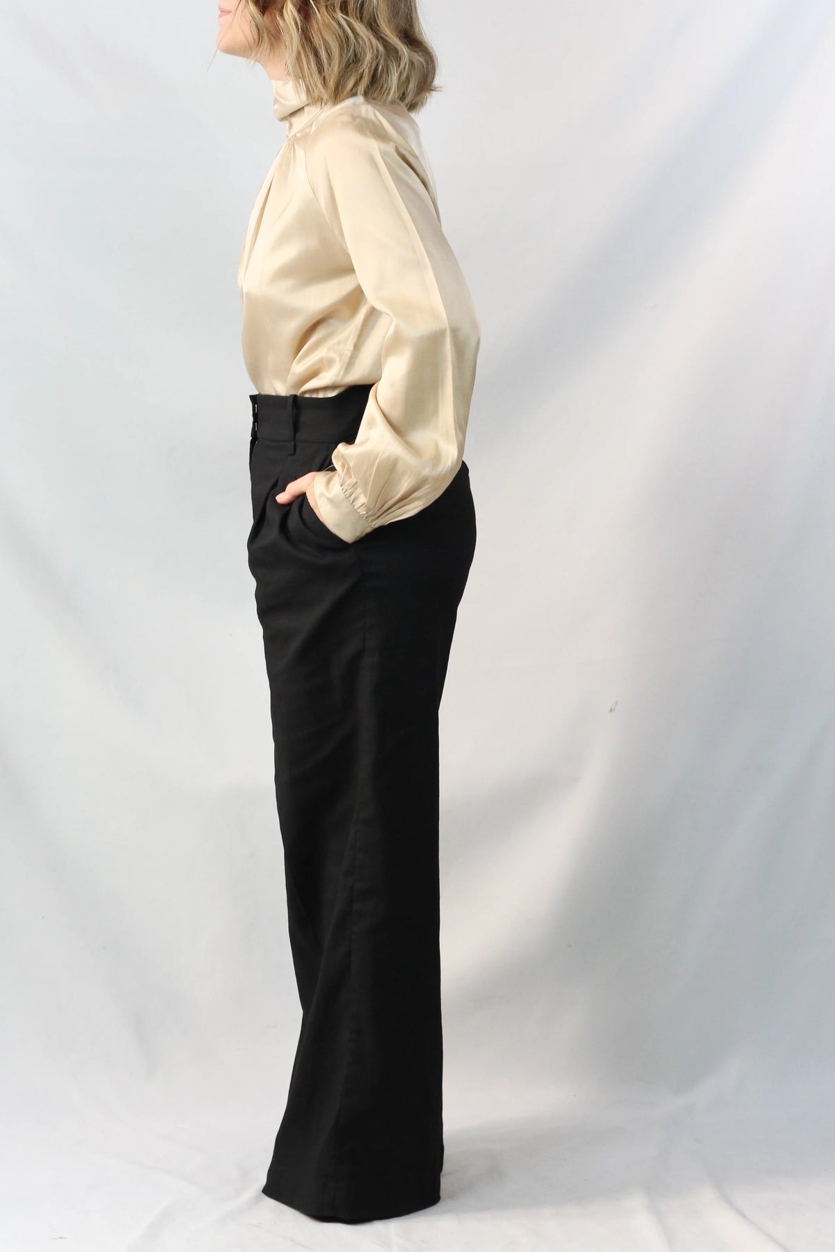 Silk High-Neck Gathered Blouse FW2015