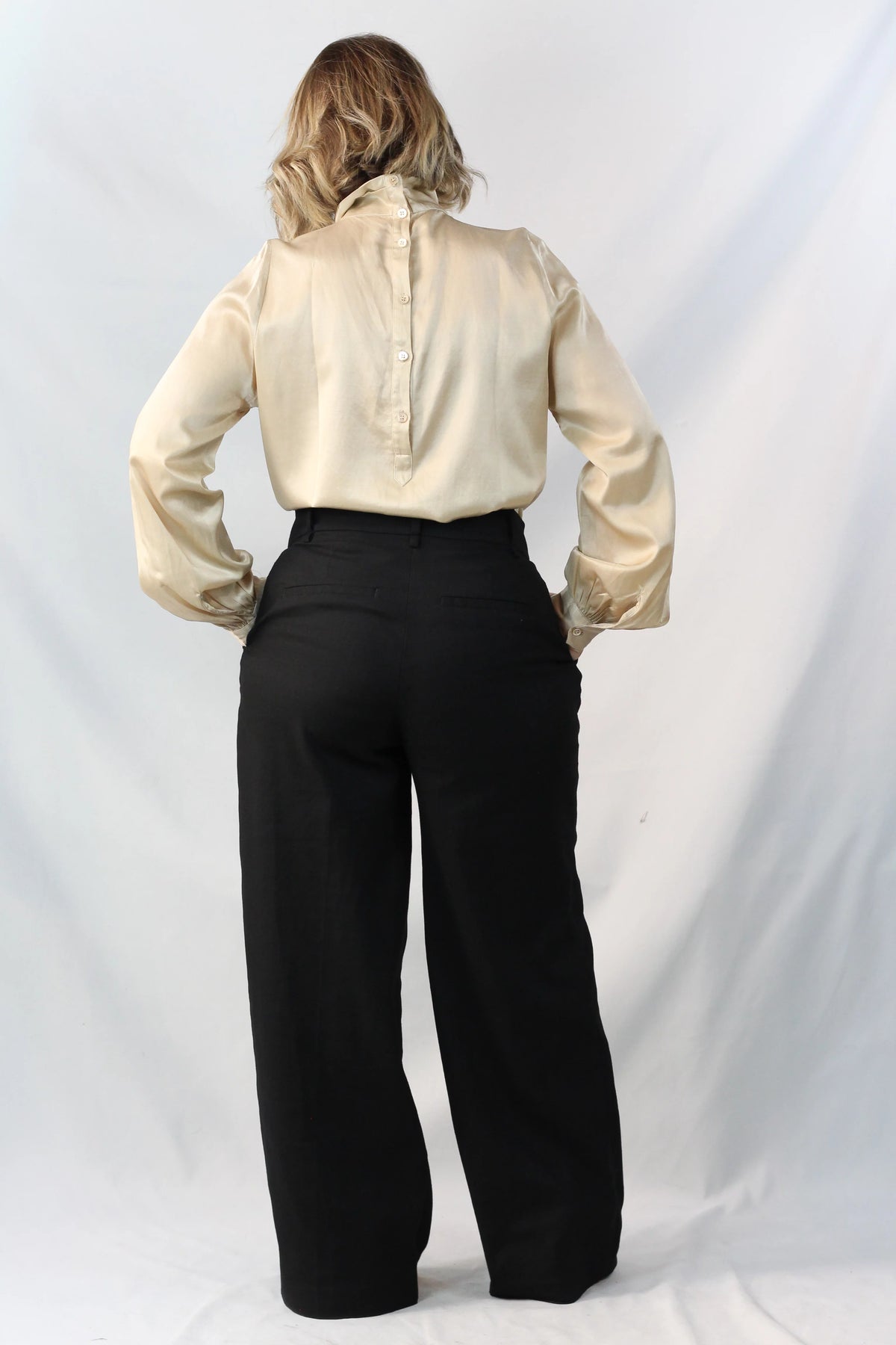 Silk High-Neck Gathered Blouse FW2015