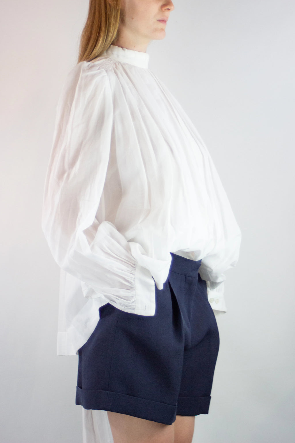 Cotton Shirt with Pleats