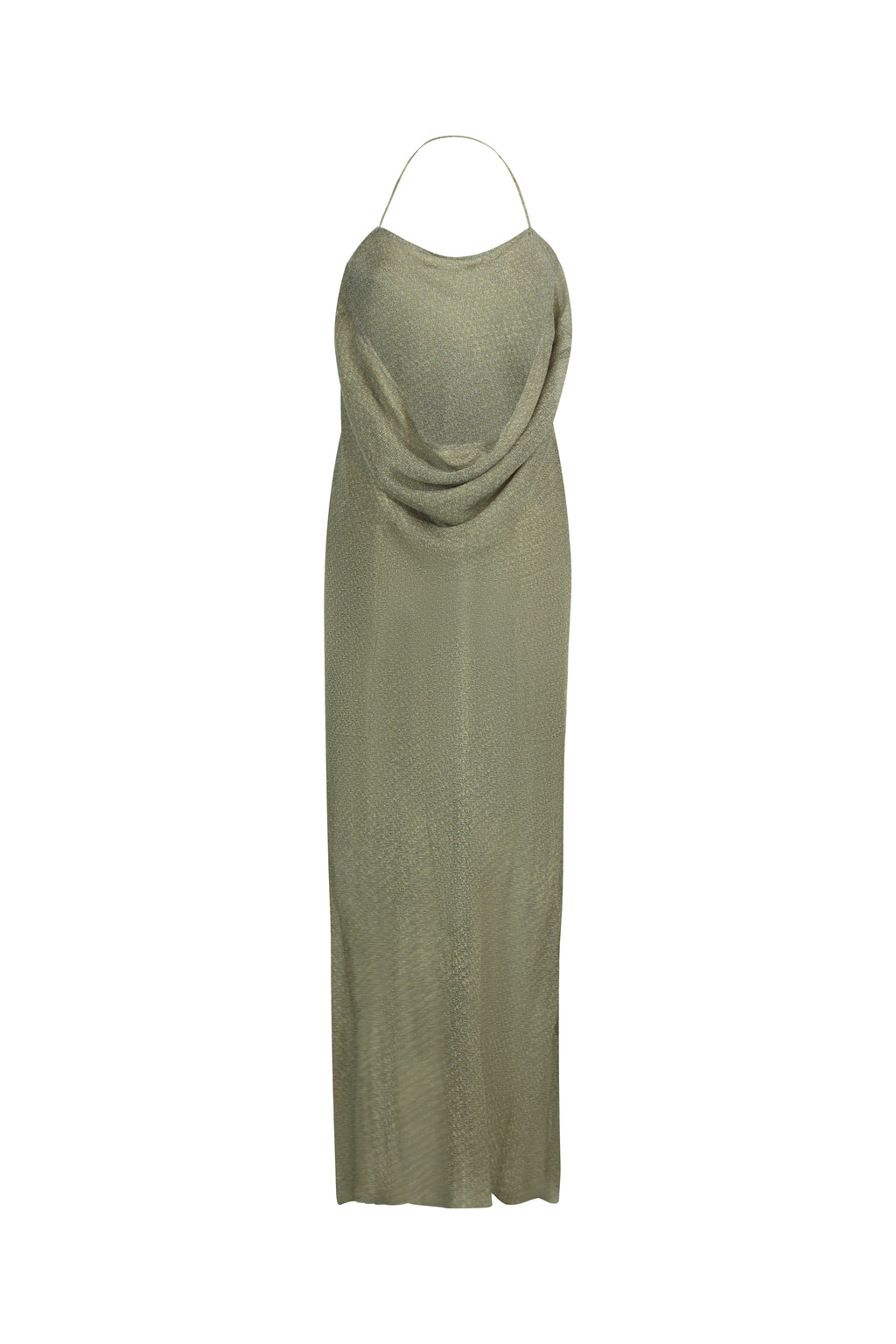 Vintage Sheer Silk Halterneck Dress with Draped Neckline