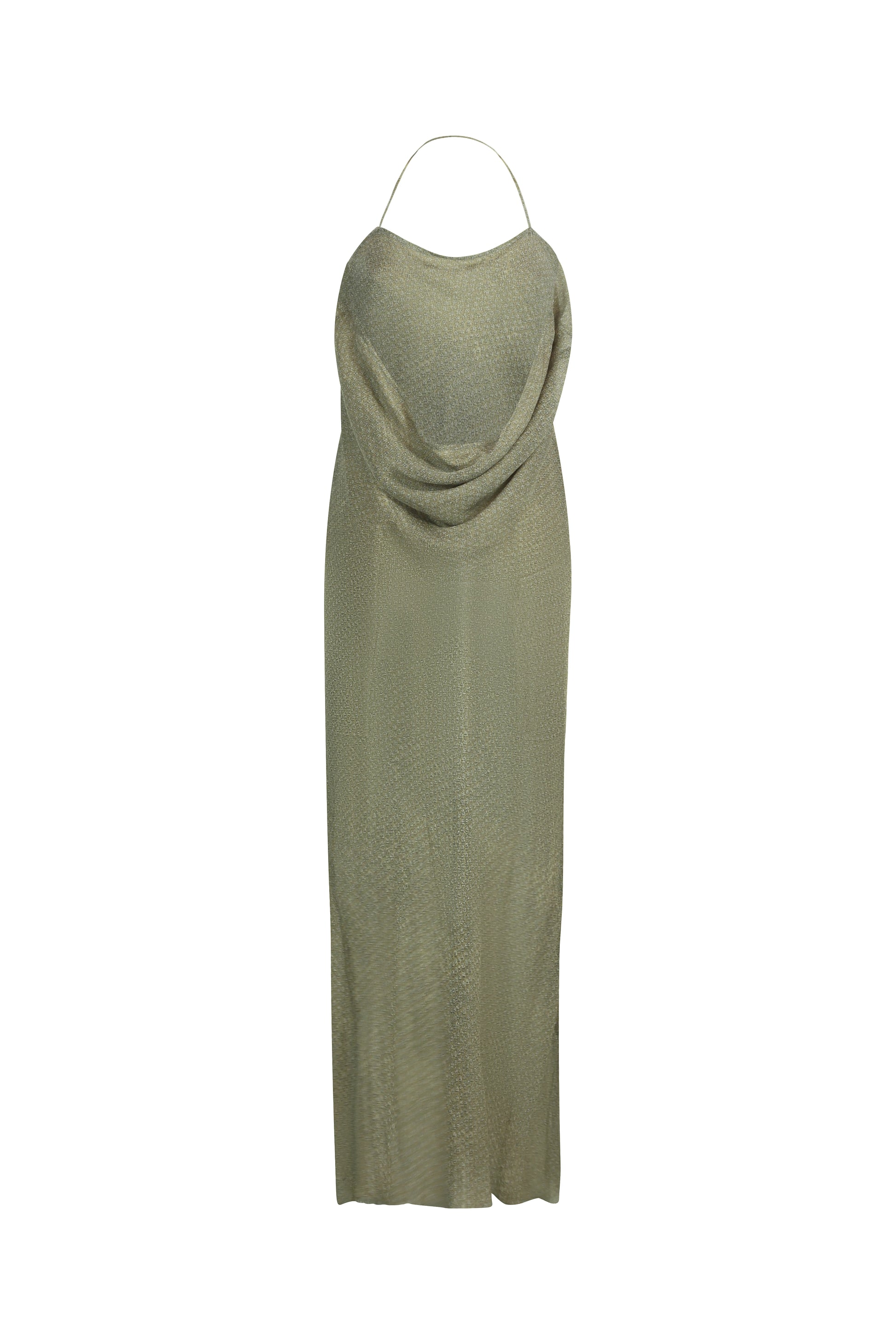 Vintage Sheer Silk Halterneck Dress with Draped Neckline