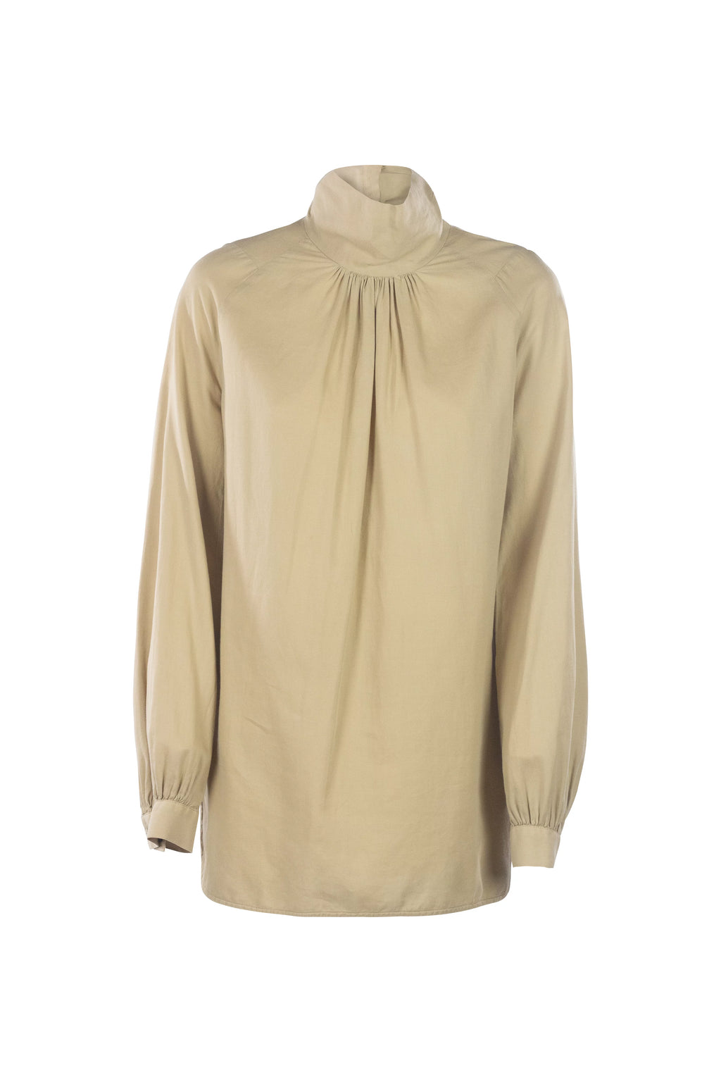 Silk Gathered Turtleneck Blouse FW2015