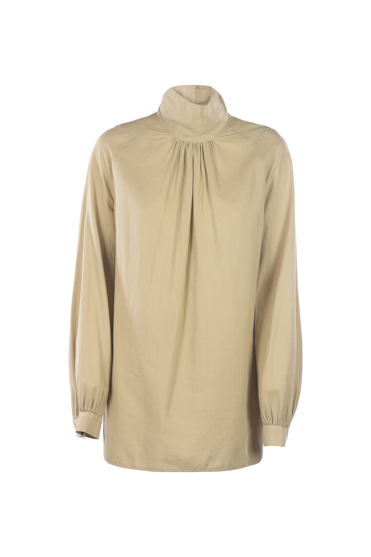 Silk Gathered Turtleneck Blouse FW2015