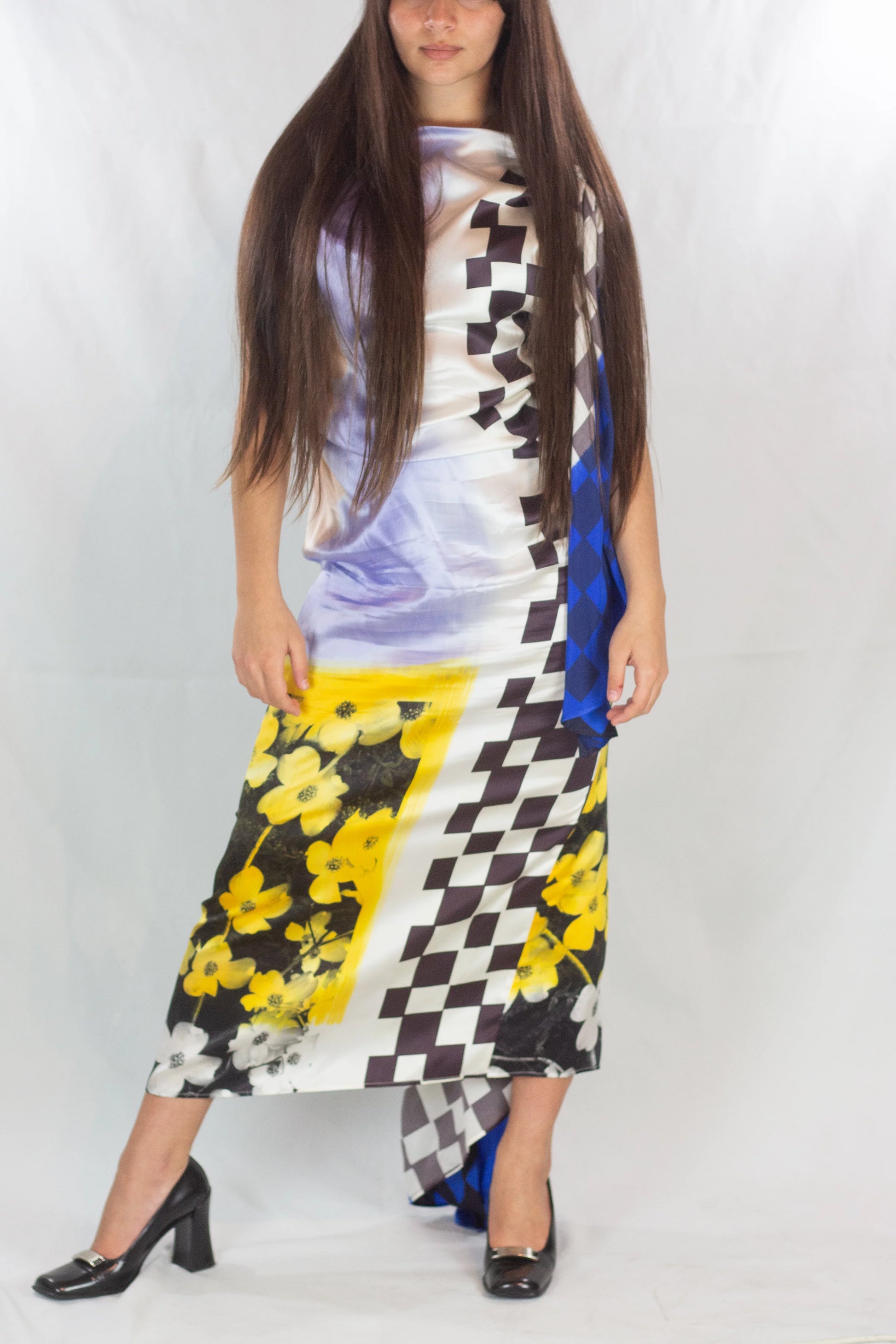 Mixed-Print Silk Maxi Dress SS2019