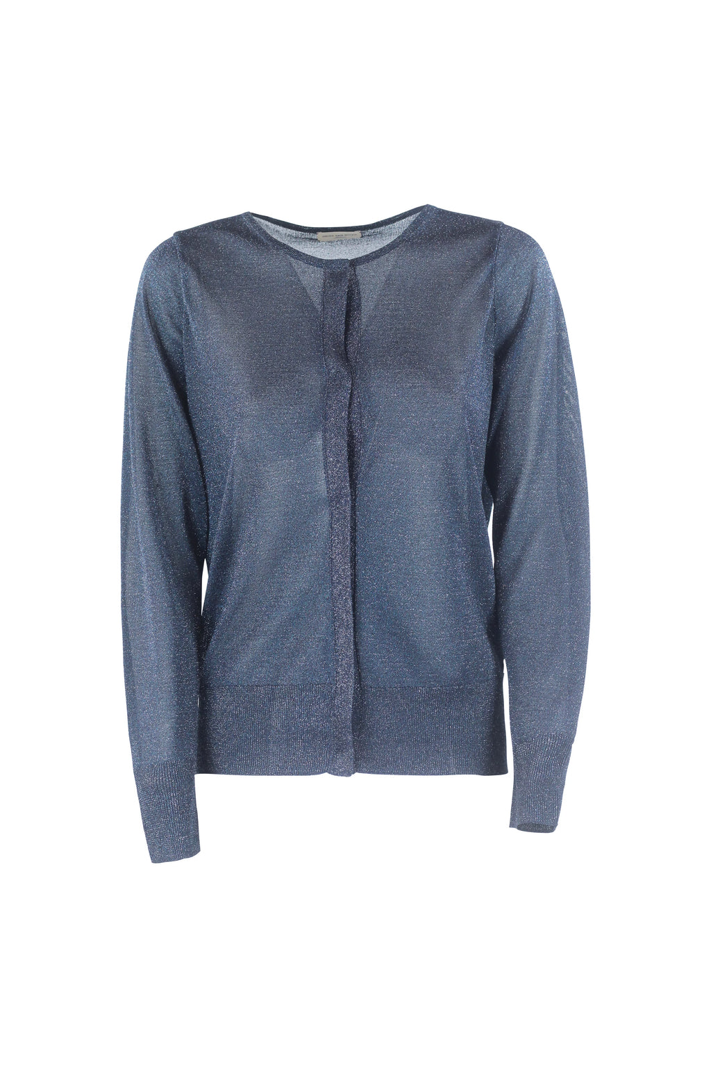 Lurex Knit Cardigan in Metallic Blue