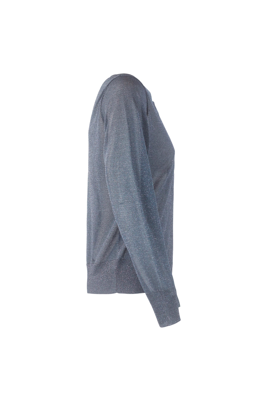 Lurex Knit Cardigan in Metallic Blue