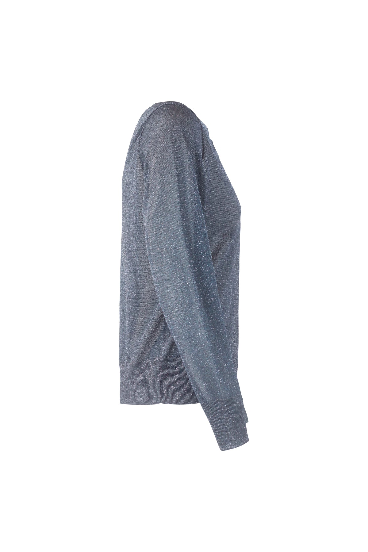 Lurex Knit Cardigan in Metallic Blue