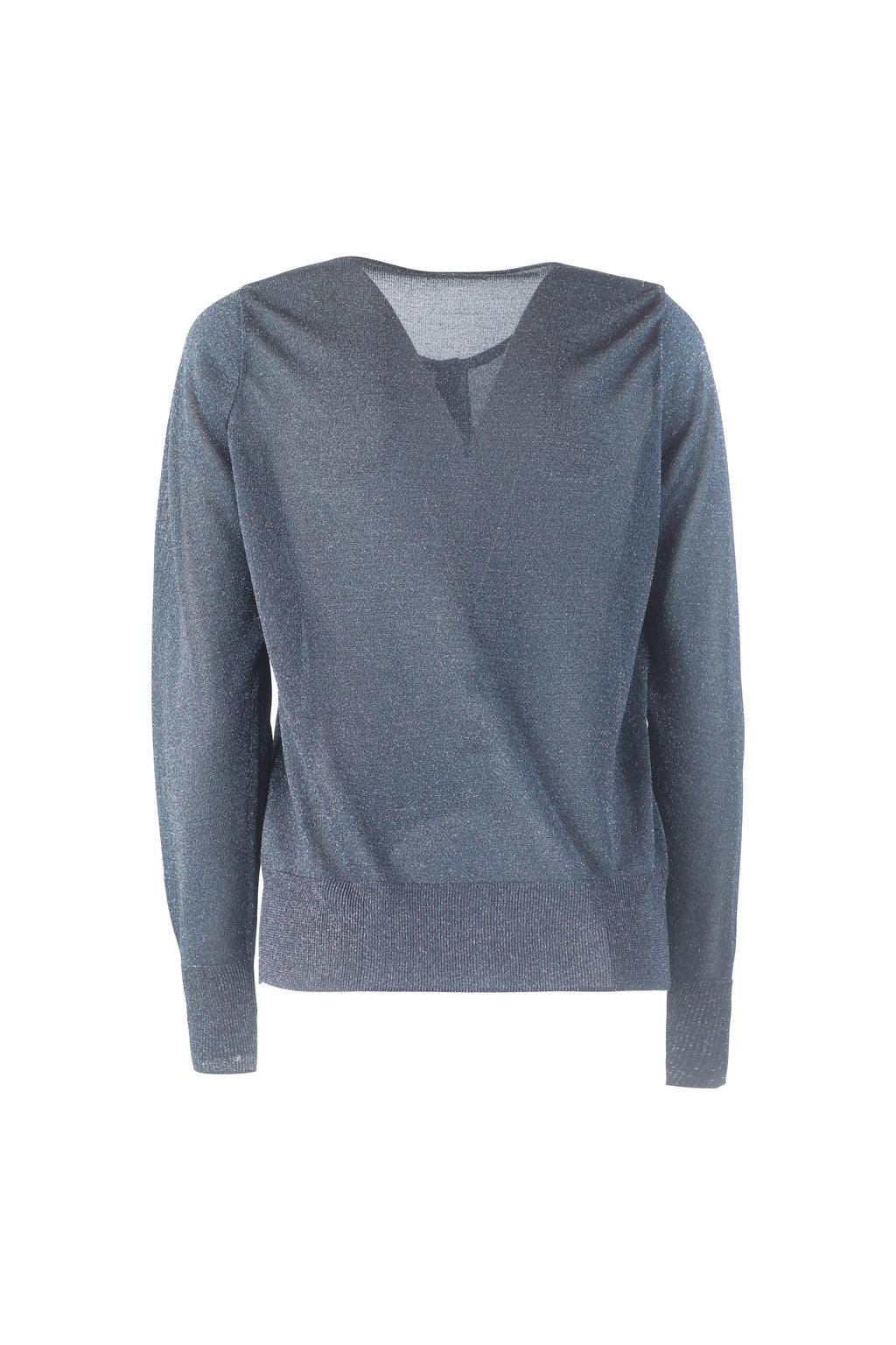 Lurex Knit Cardigan in Metallic Blue