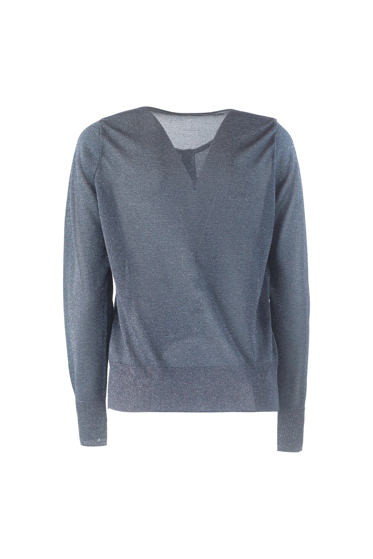 Lurex Knit Cardigan in Metallic Blue