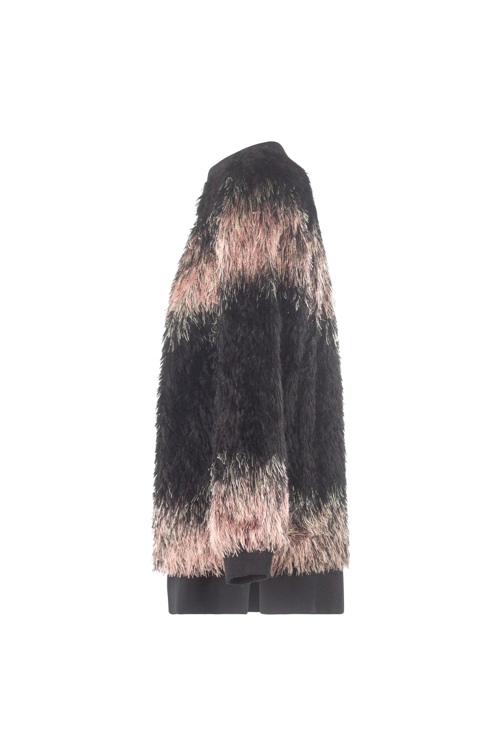 Faux Fur Stripe Knit Pullover Top