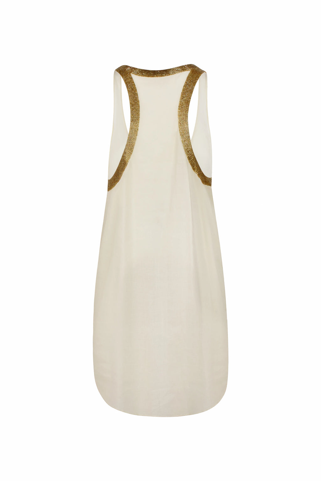 Cream Tank Top with Gold Beaded Embroidery