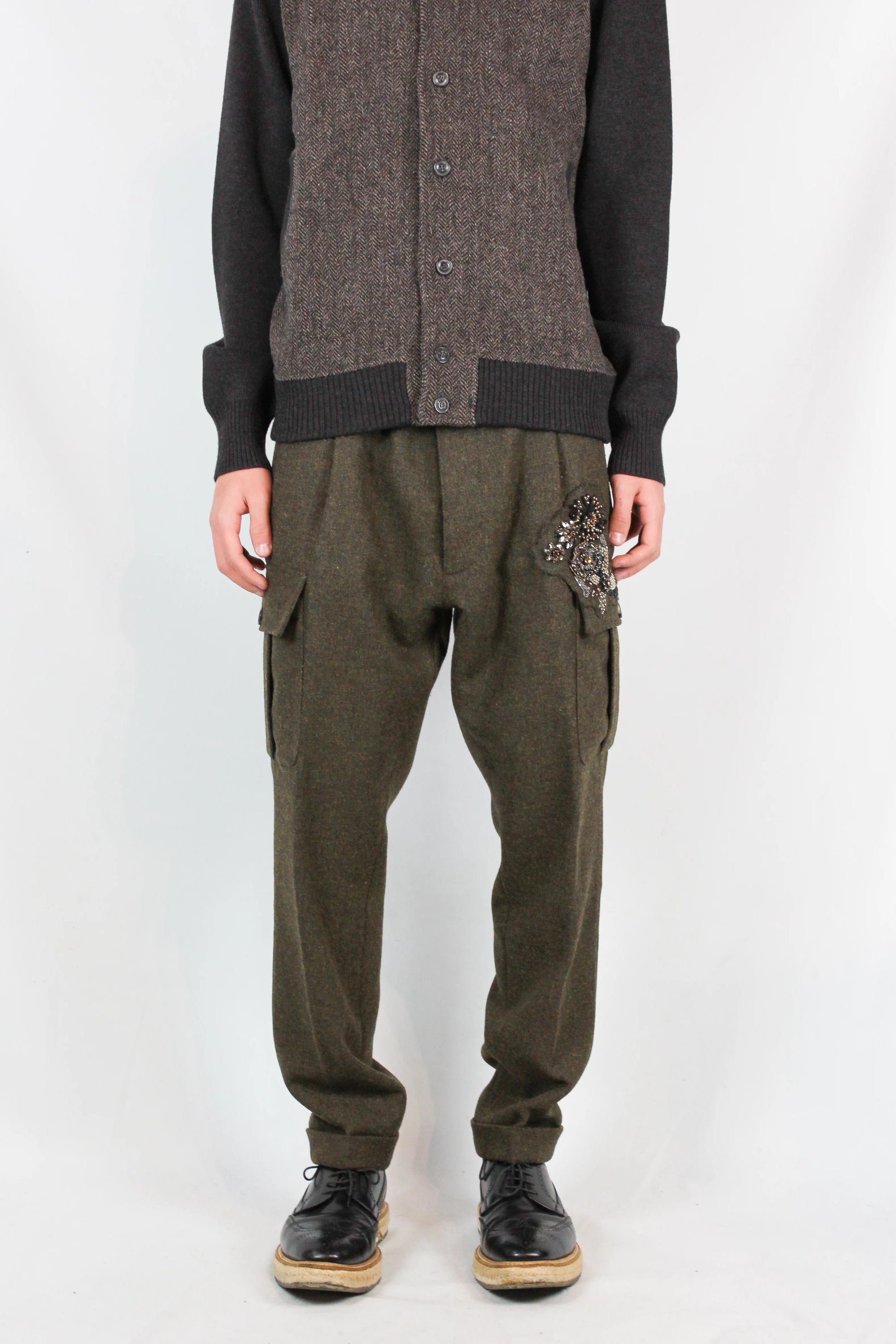 Khaki Wool Cargo Trousers FW2013