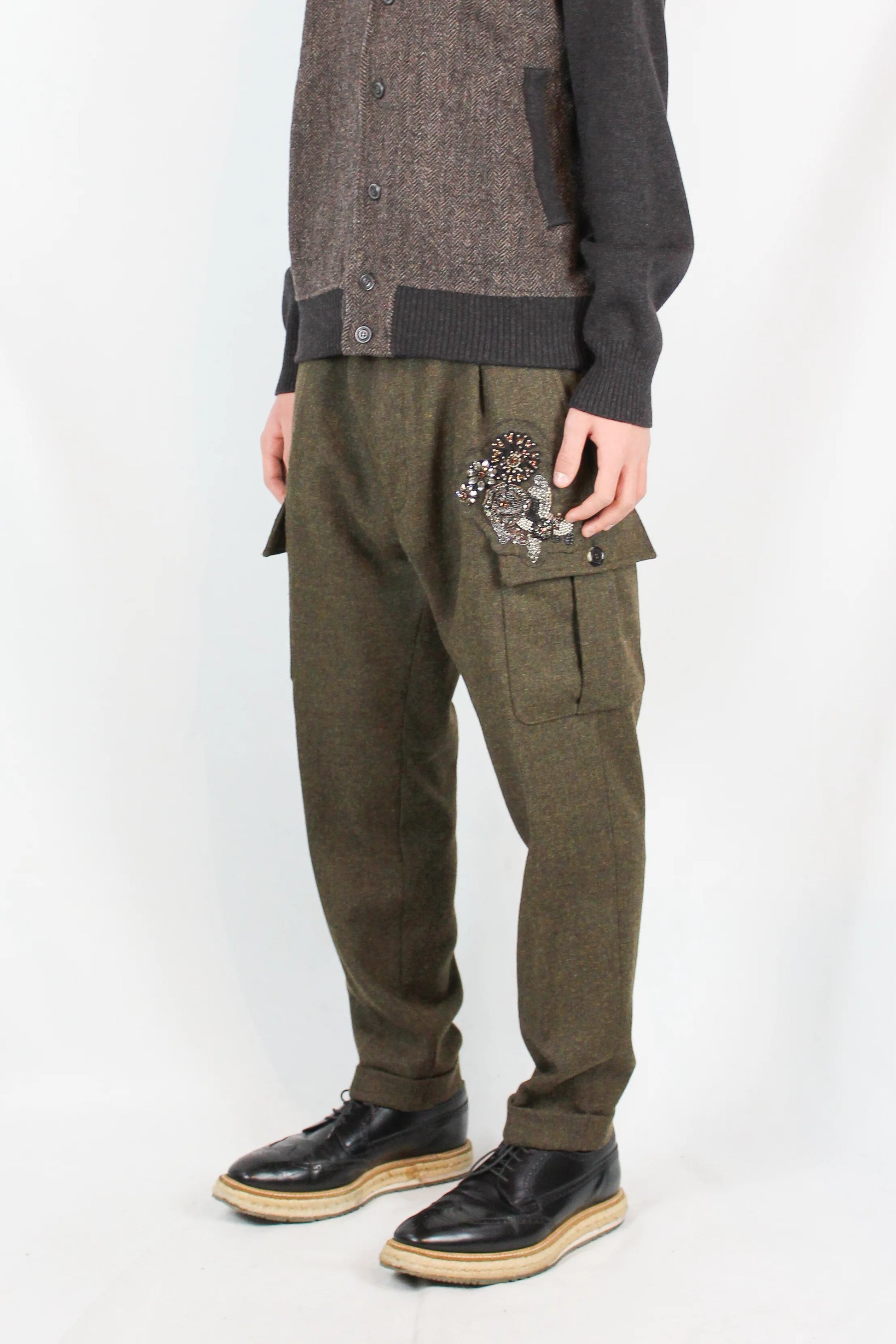 Khaki Wool Cargo Trousers FW2013