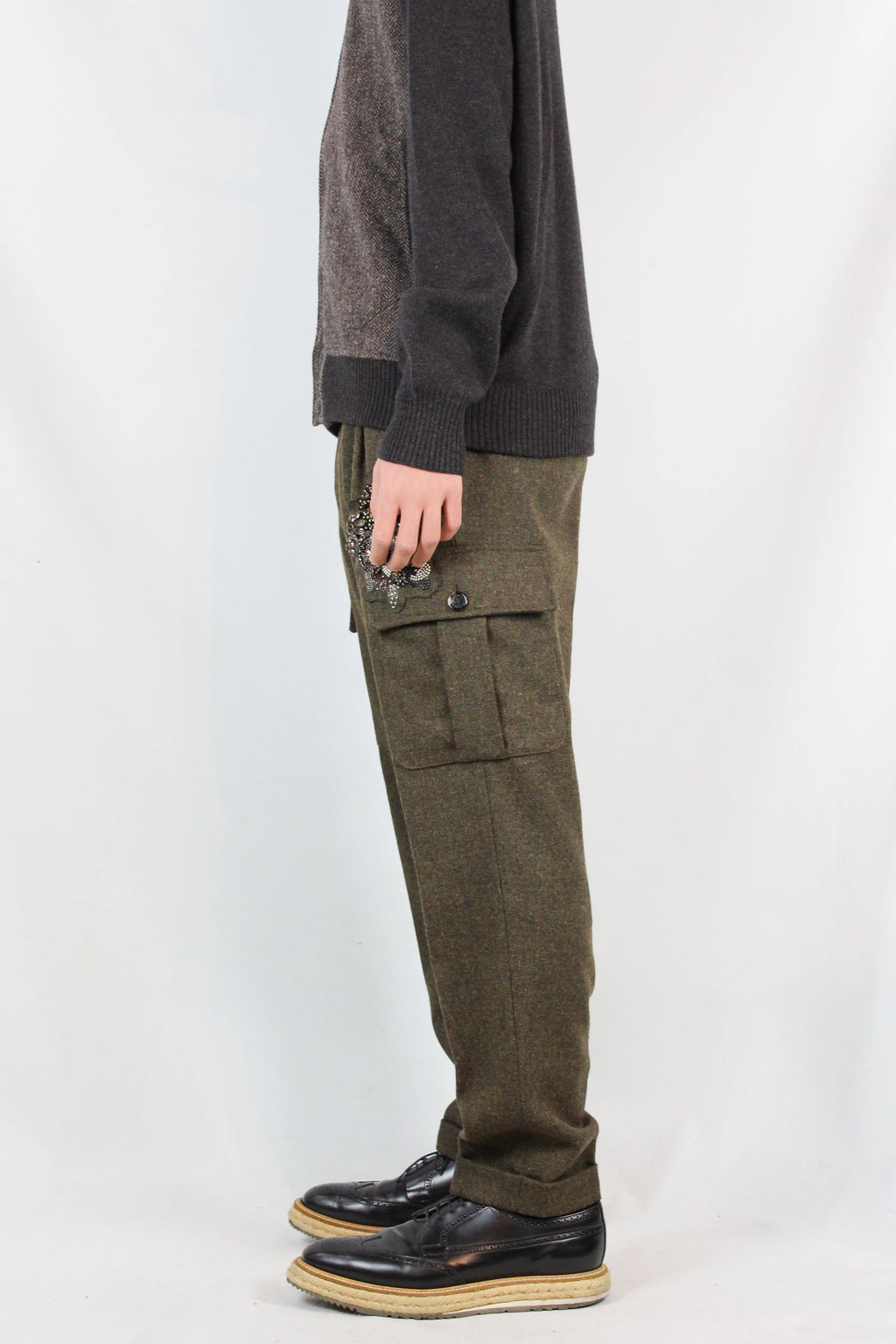 Khaki Wool Cargo Trousers FW2013