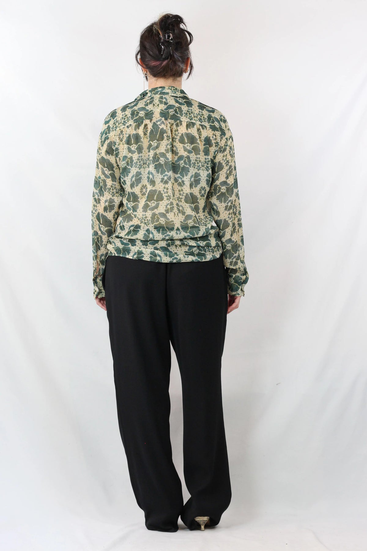 Lace-Print Oversized Button-Down Shirt SS2022