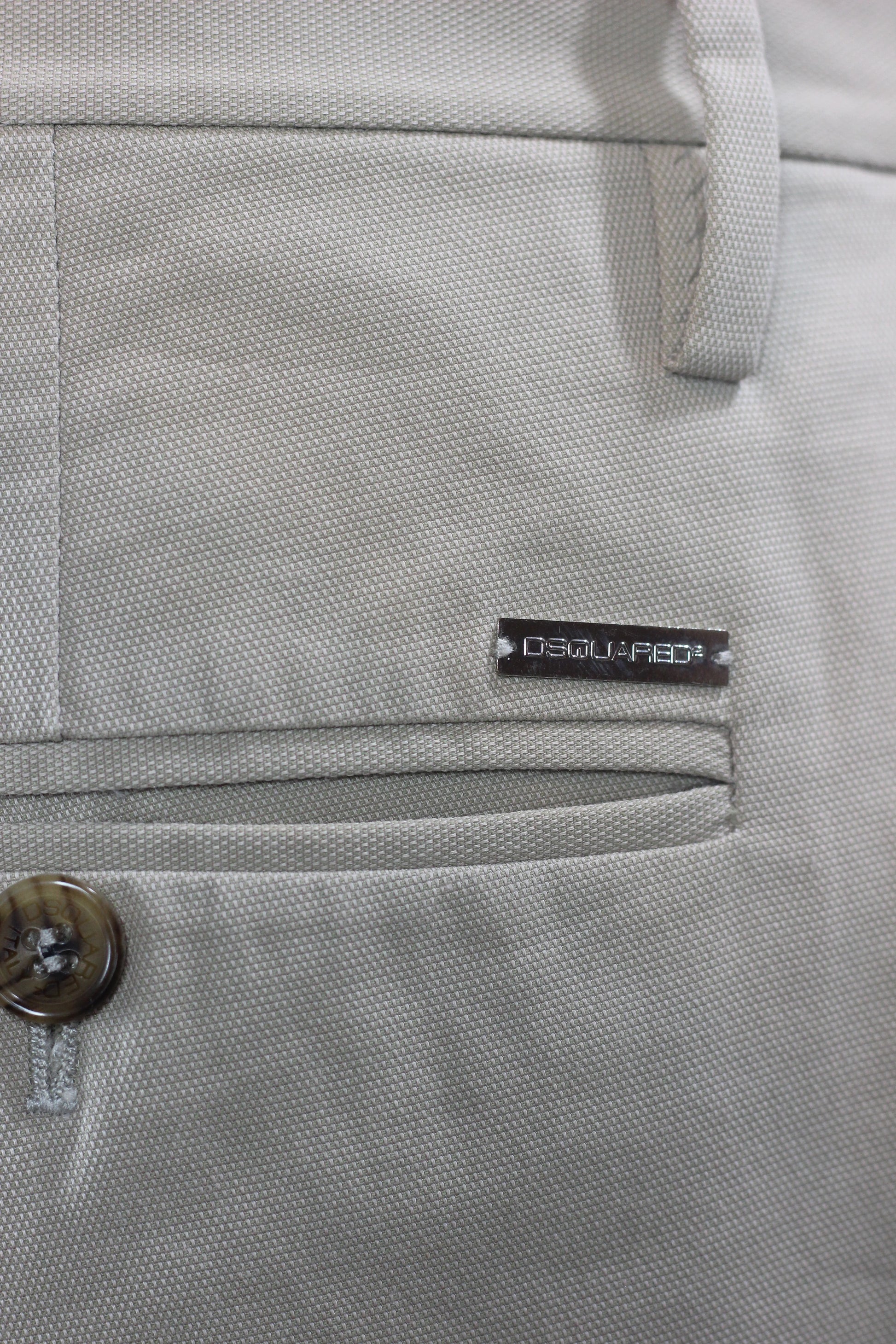Beige Piqué Cotton Chino
