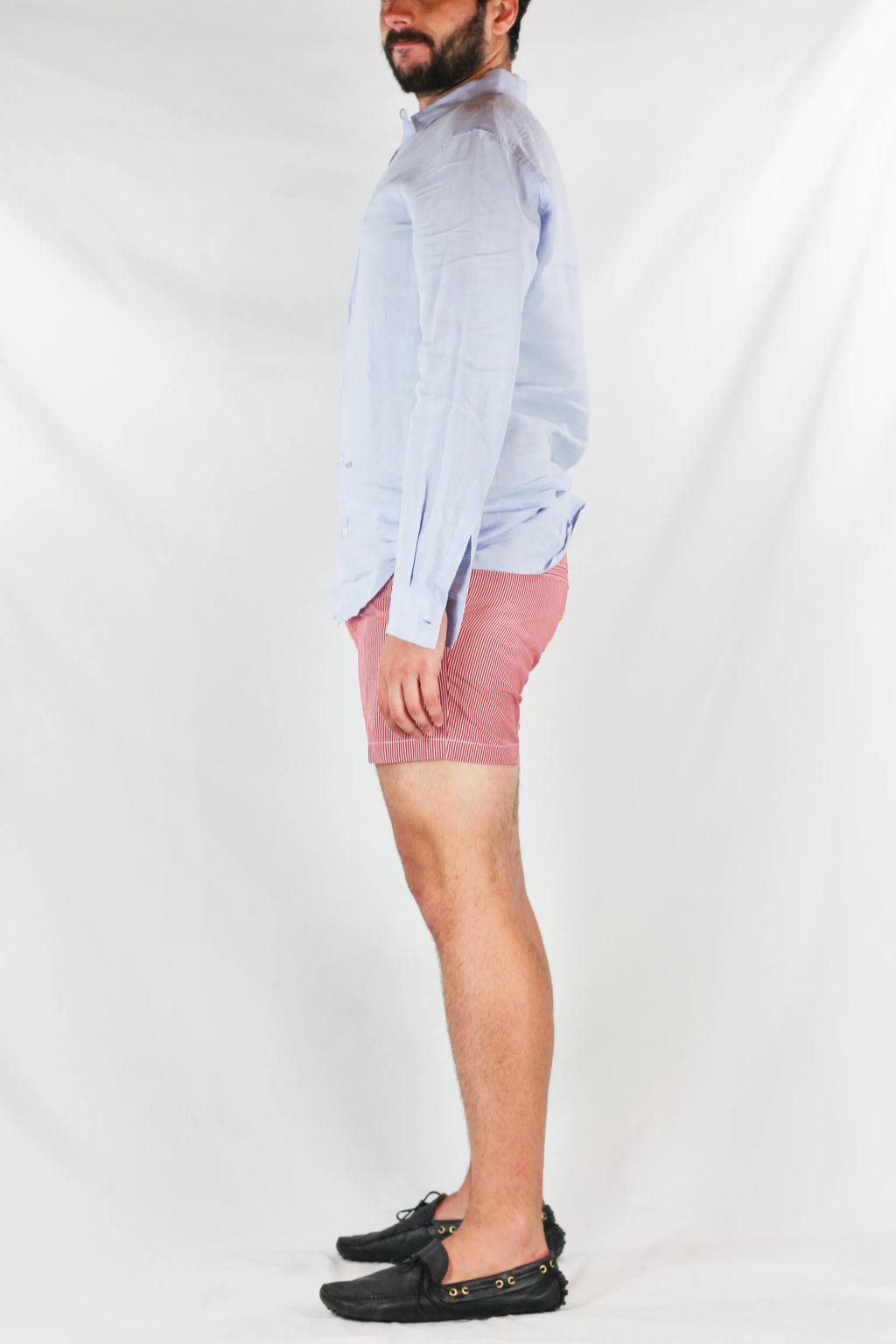 Red Cotton Shorts with White Waistband