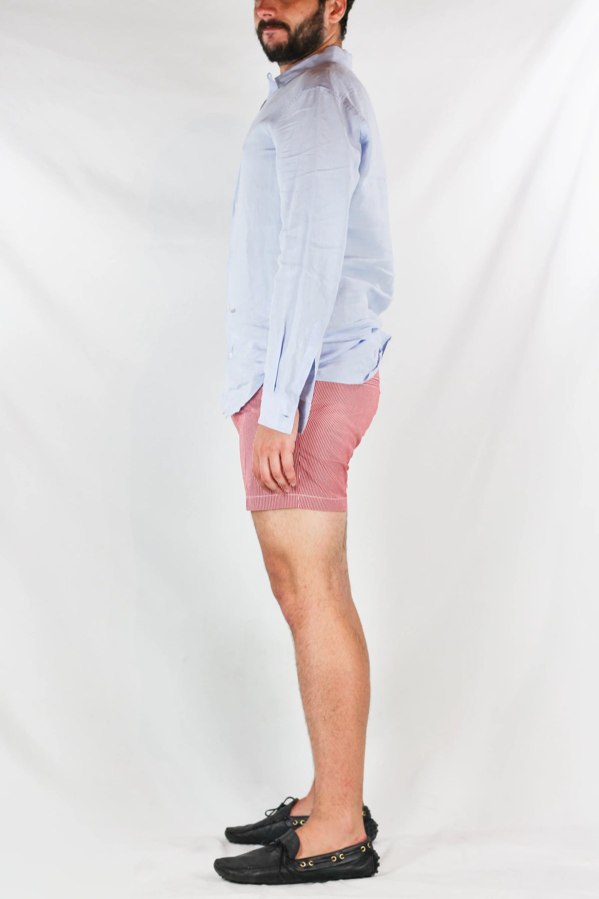 Red Cotton Shorts with White Waistband