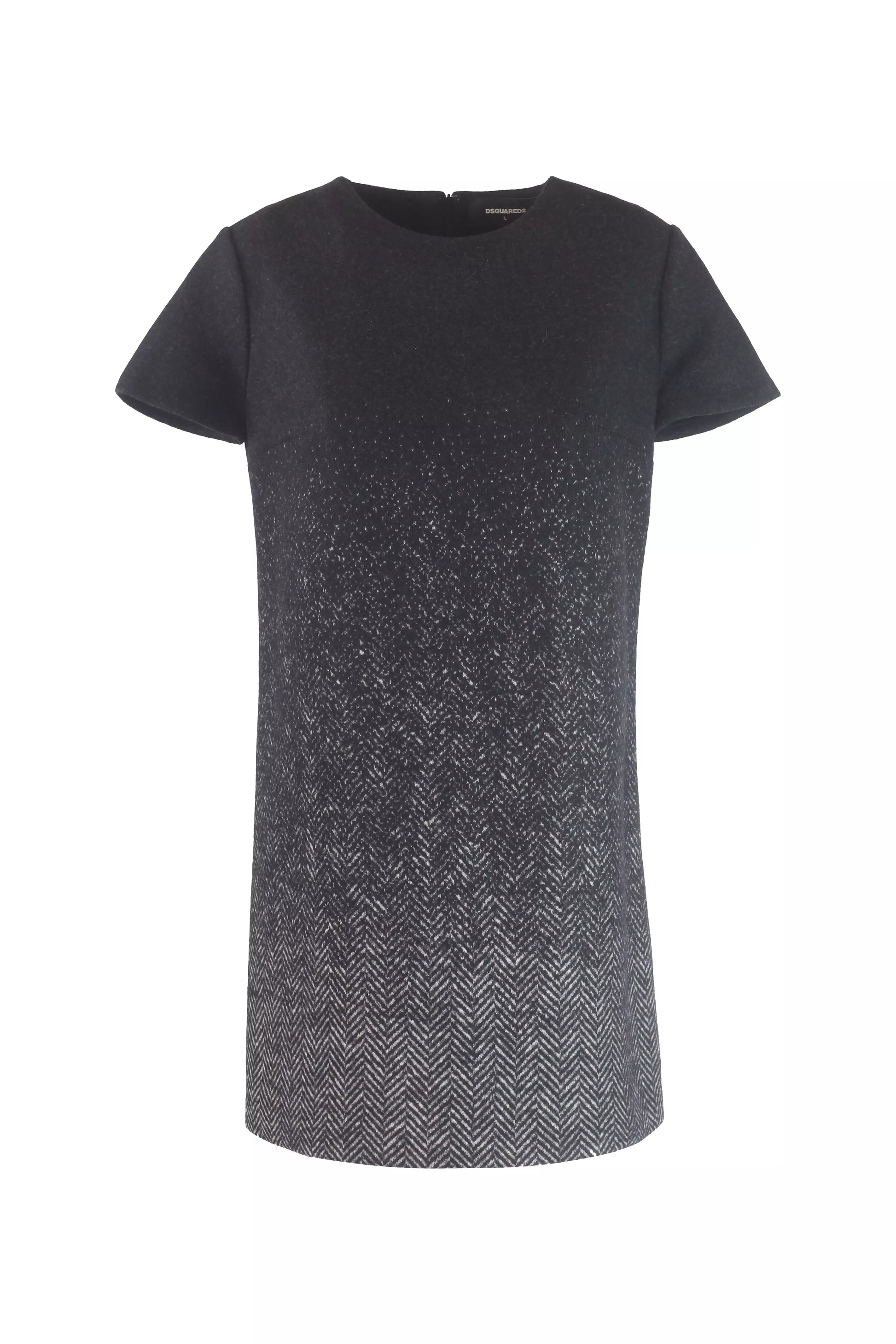 Wool Herringbone Ombré Mini Dress