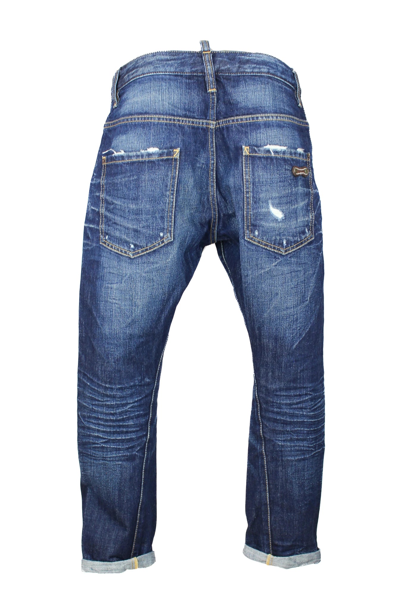 Low-Rise Skinny Capri Jeans with Distressed Details