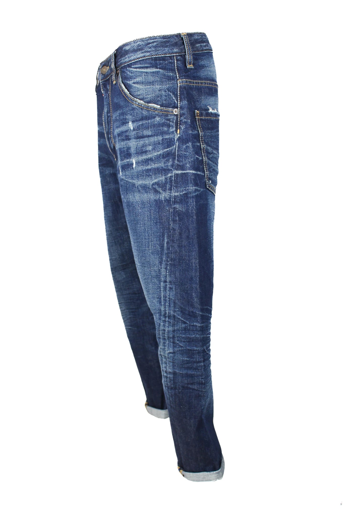 Low-Rise Skinny Capri Jeans with Distressed Details