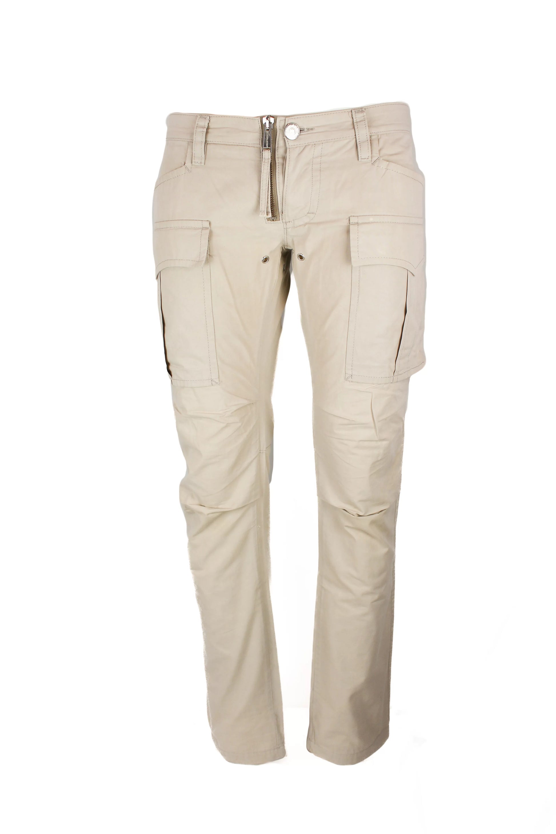 Beige Cotton Cargo Trousers