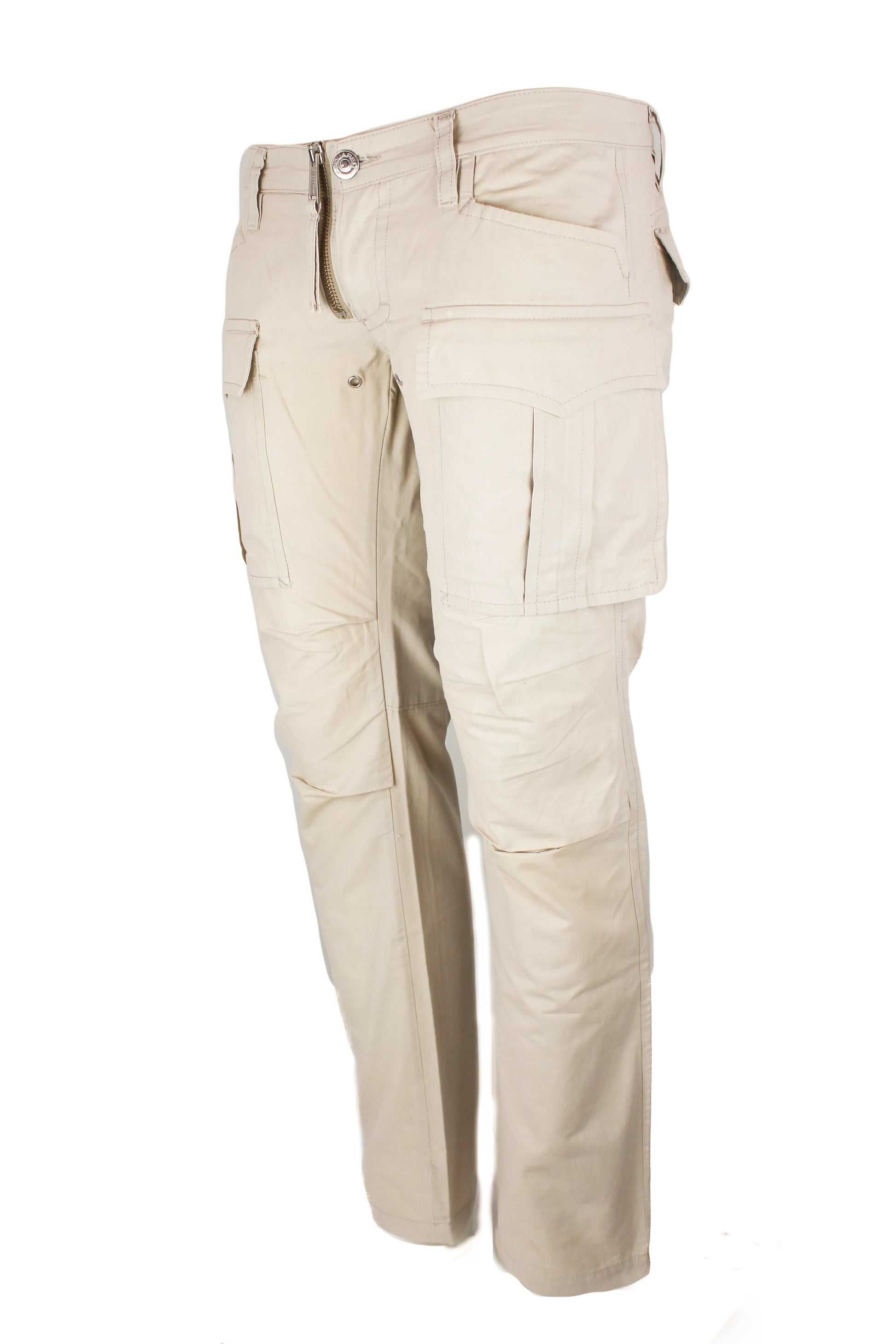 Beige Cotton Cargo Trousers