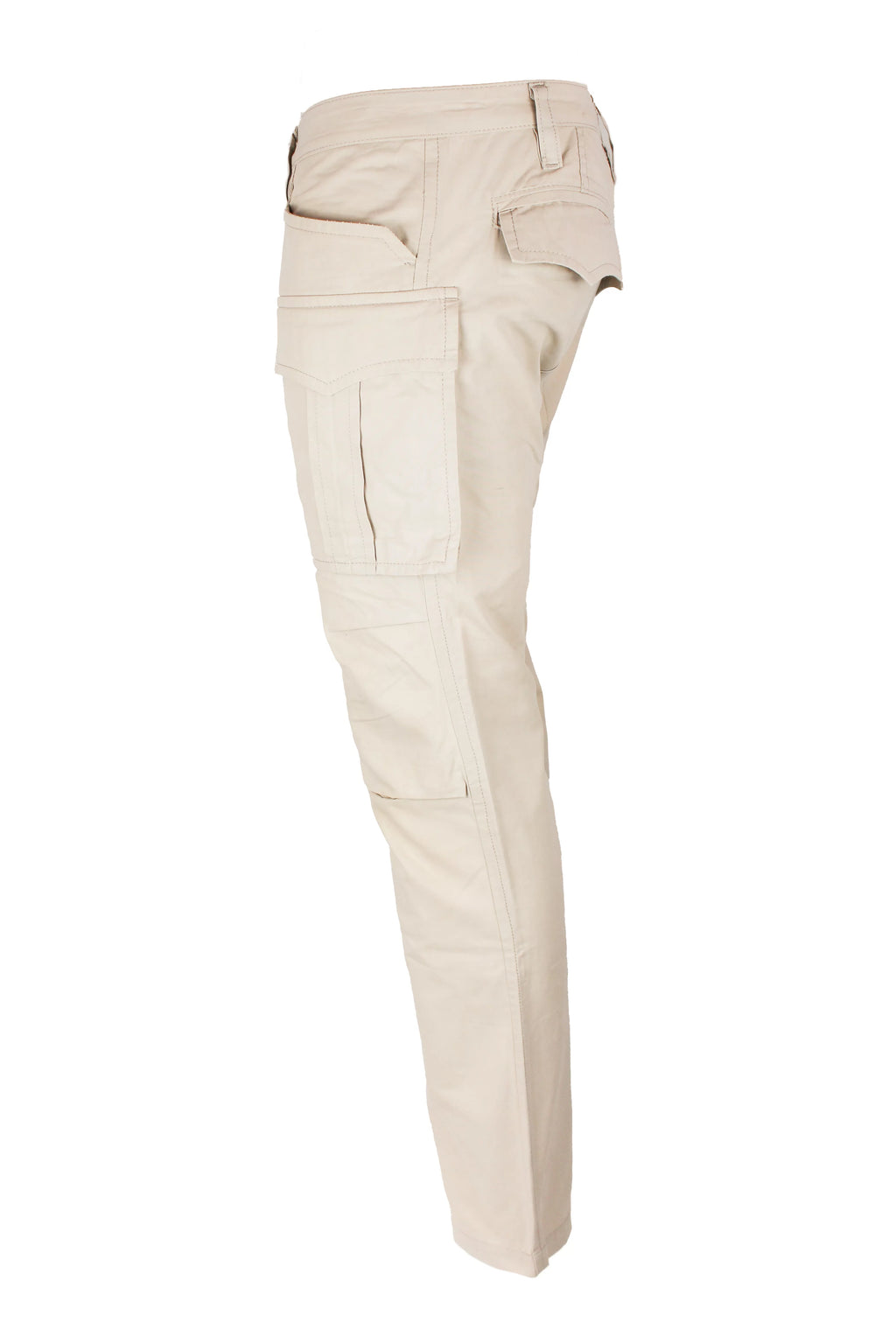Beige Cotton Cargo Trousers