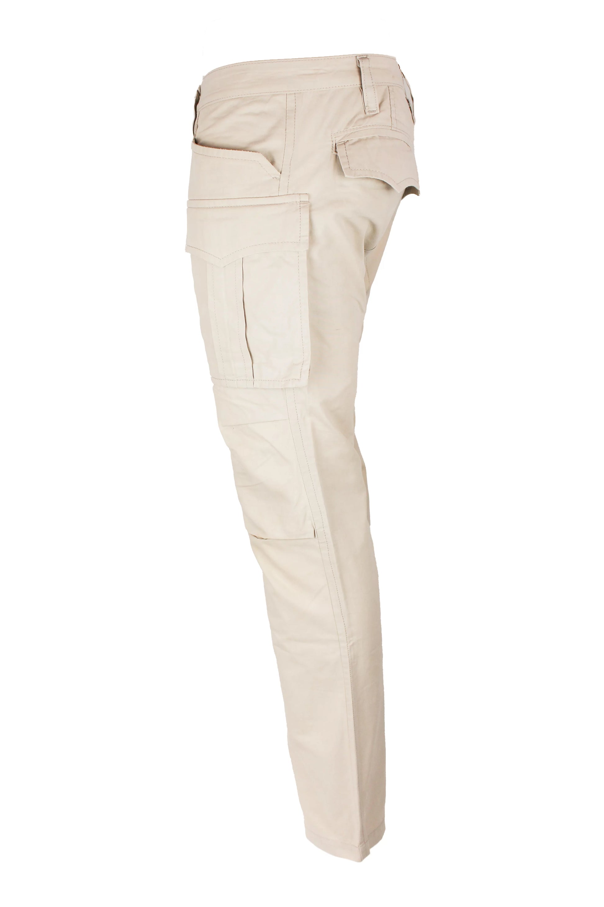 Beige Cotton Cargo Trousers