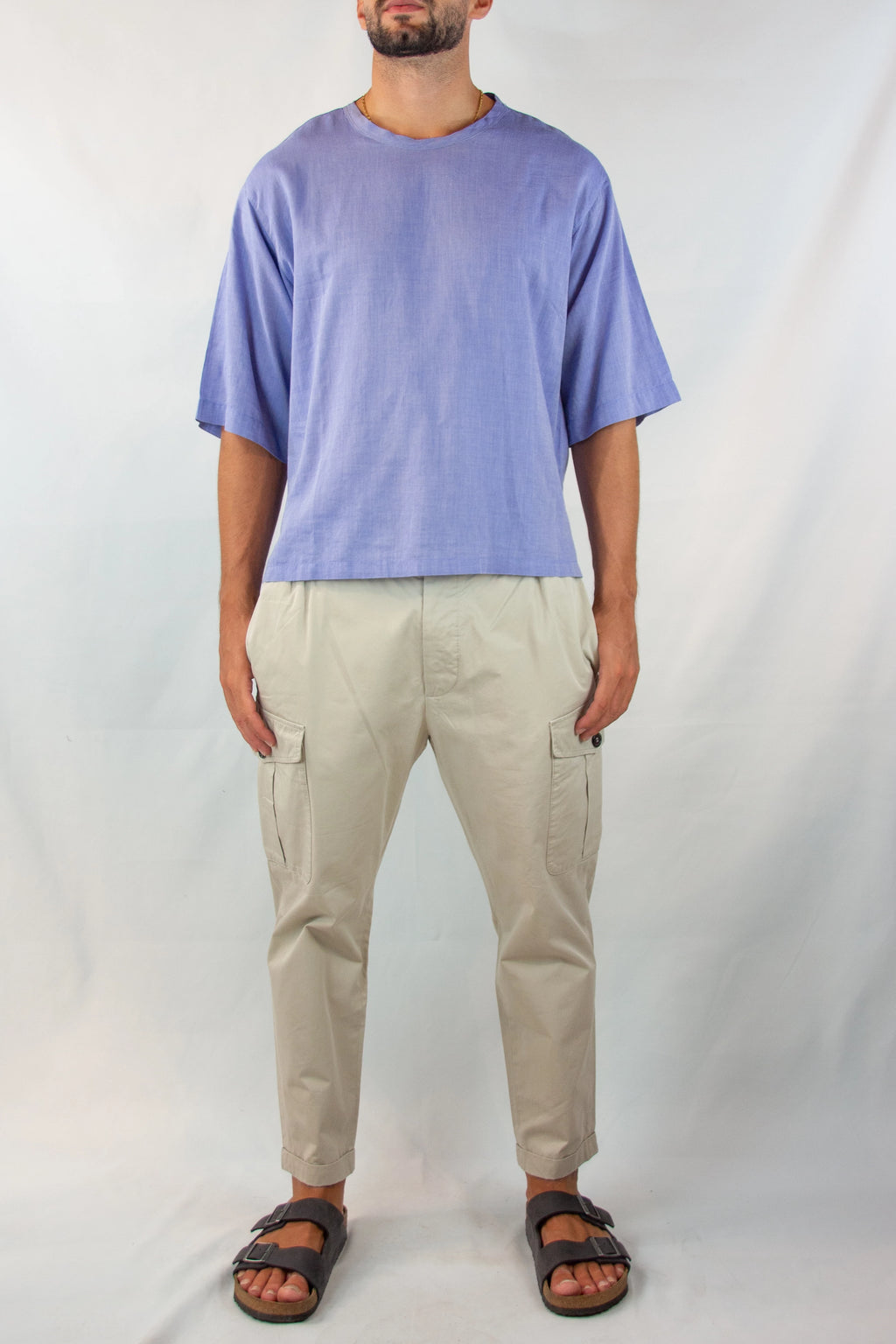 Beige Slim Fit Cargo Trousers
