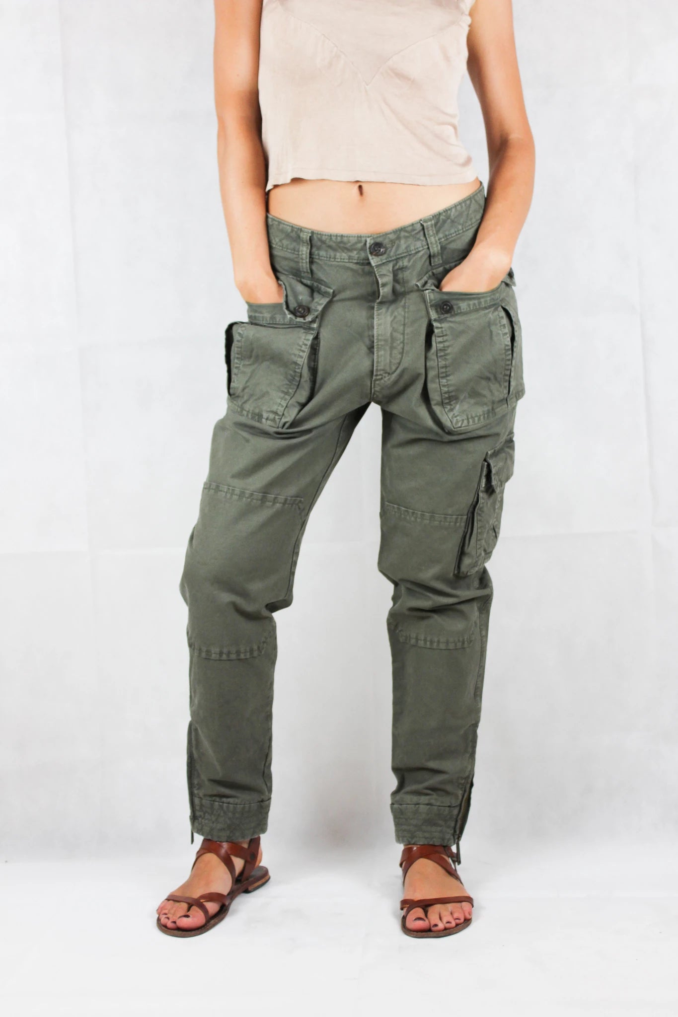 Military green cargo pants