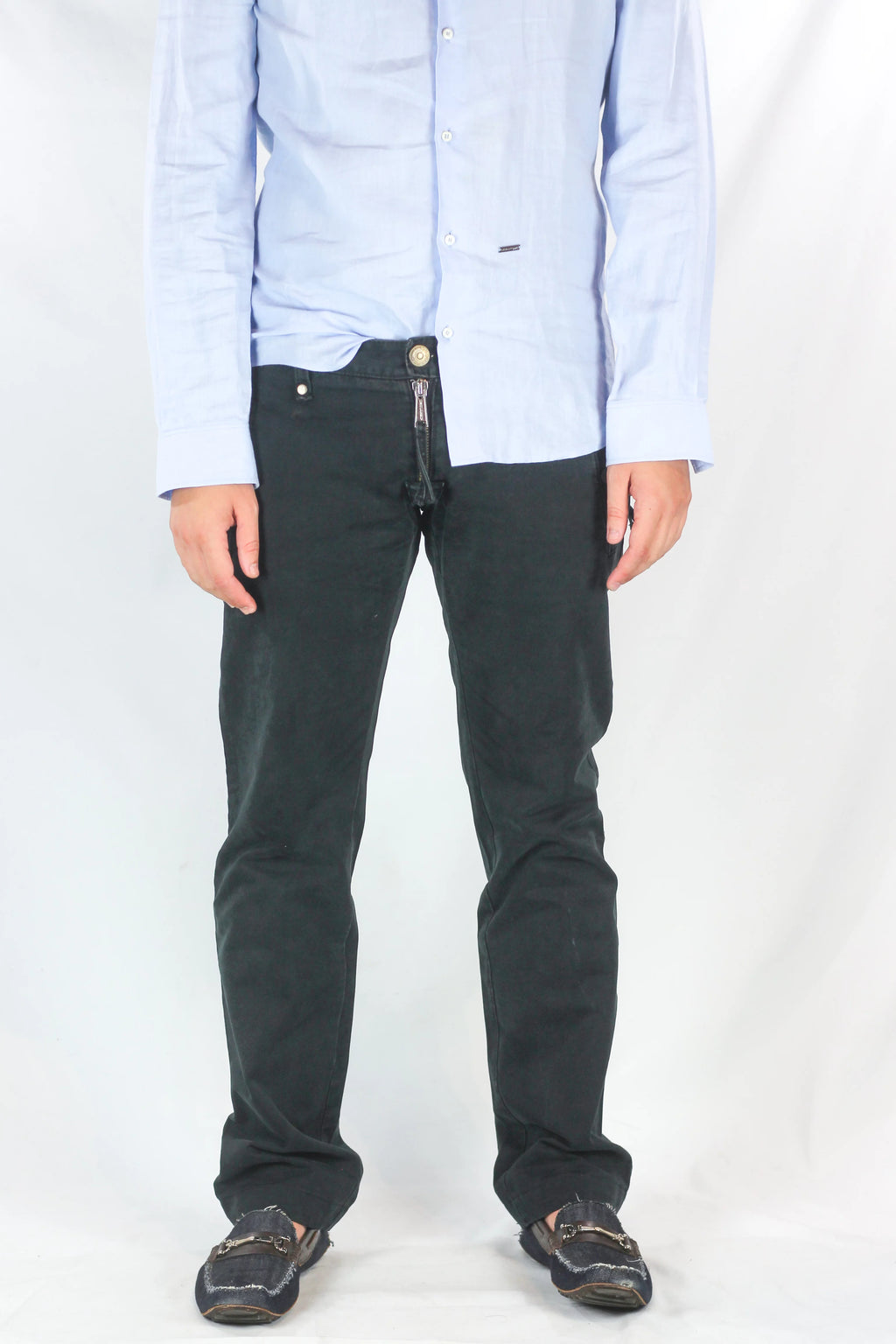 Dark Wash Straight-Leg Trousers