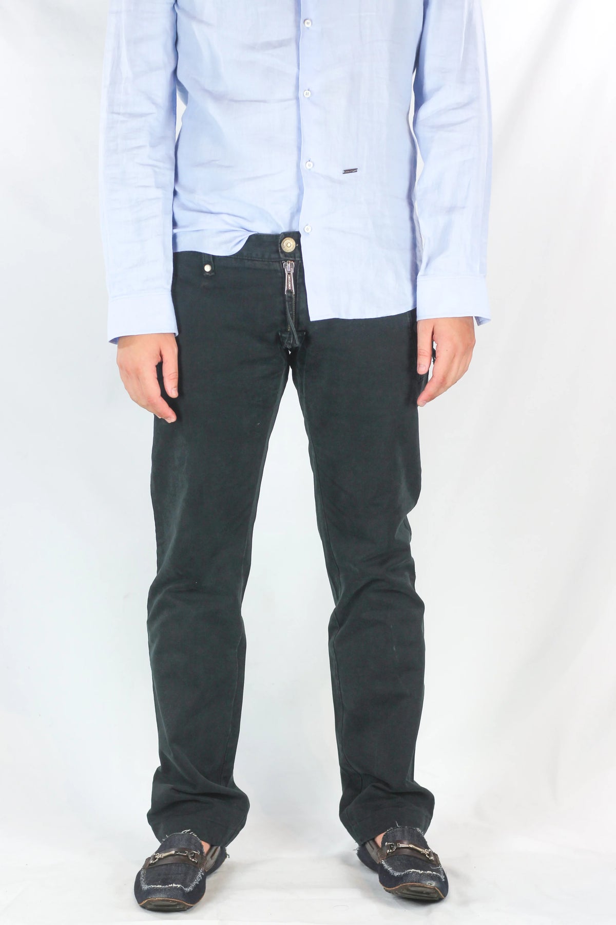 Dark Wash Straight-Leg Trousers