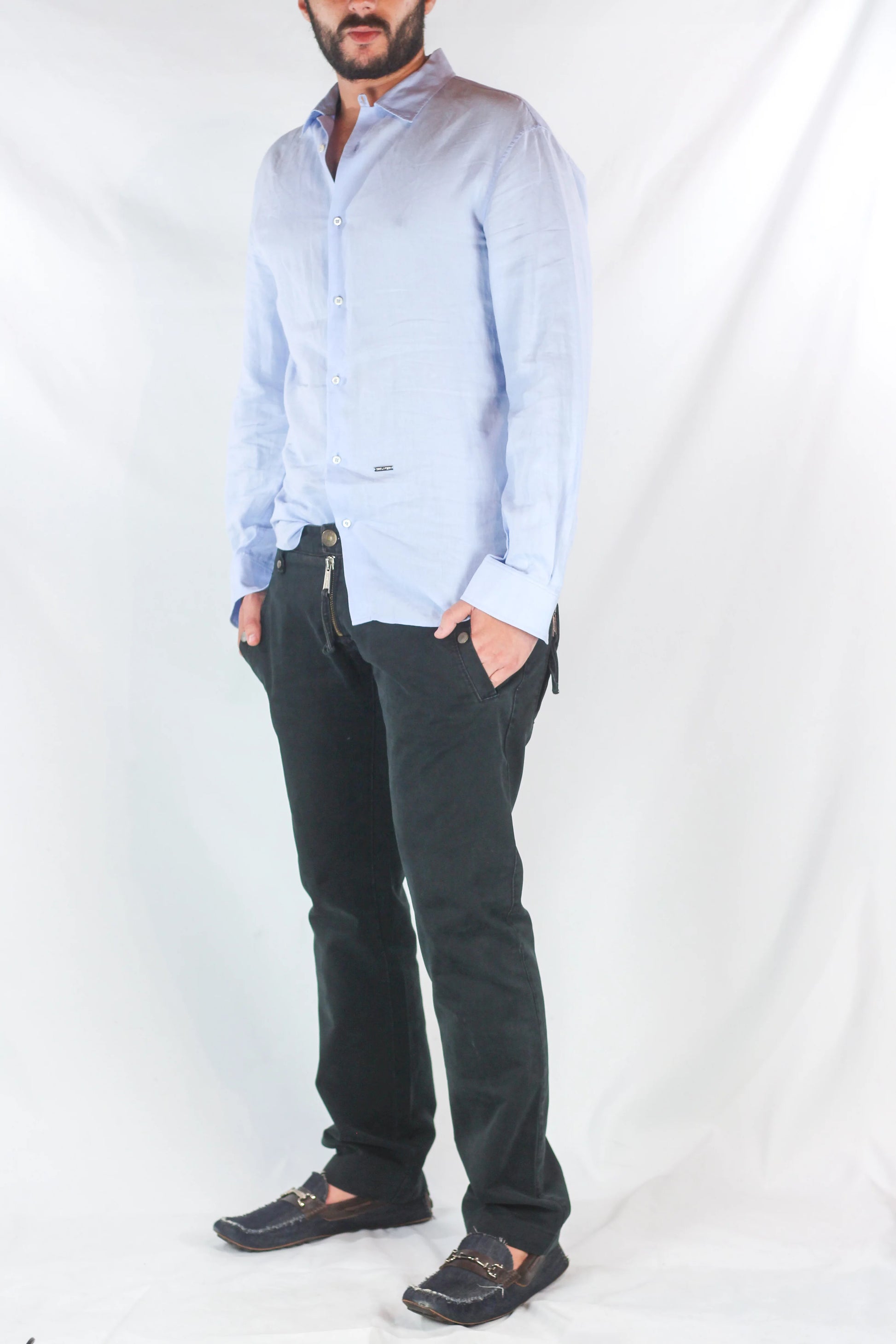 Dark Wash Straight-Leg Trousers