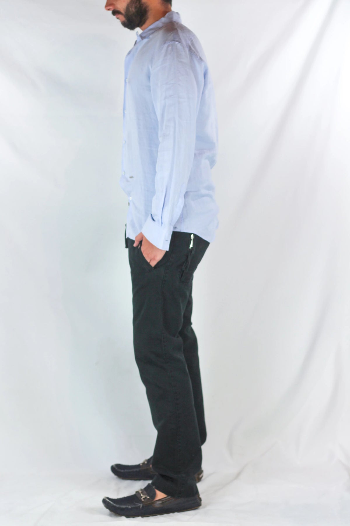 Dark Wash Straight-Leg Trousers