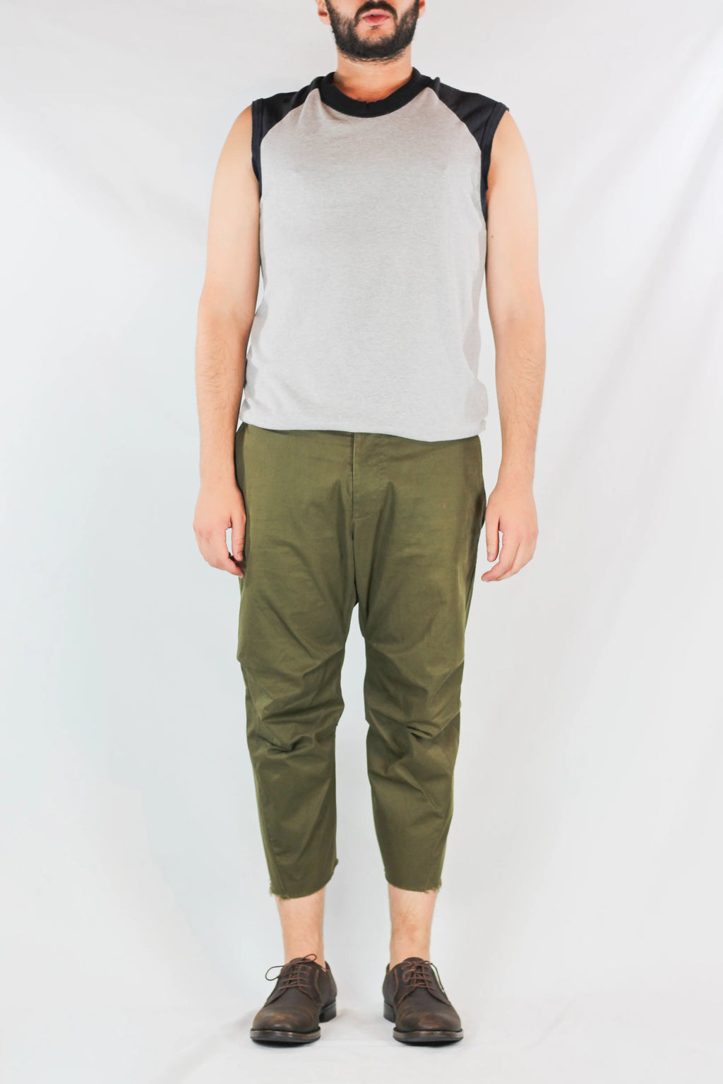 Military Green Cropped Trousers