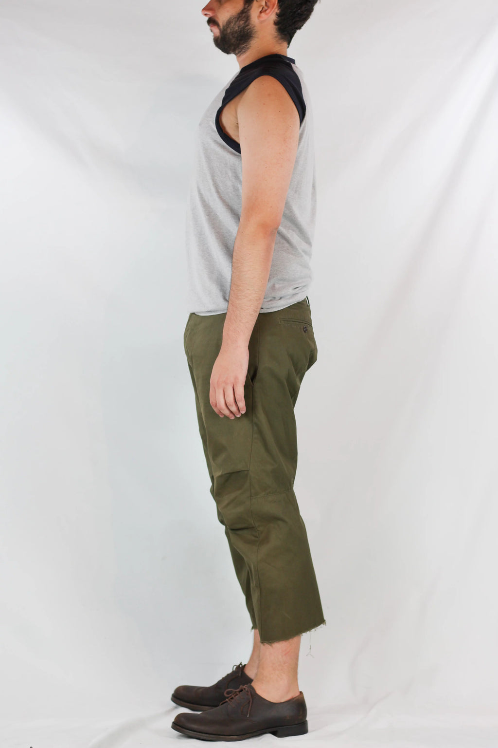 Military Green Cropped Trousers