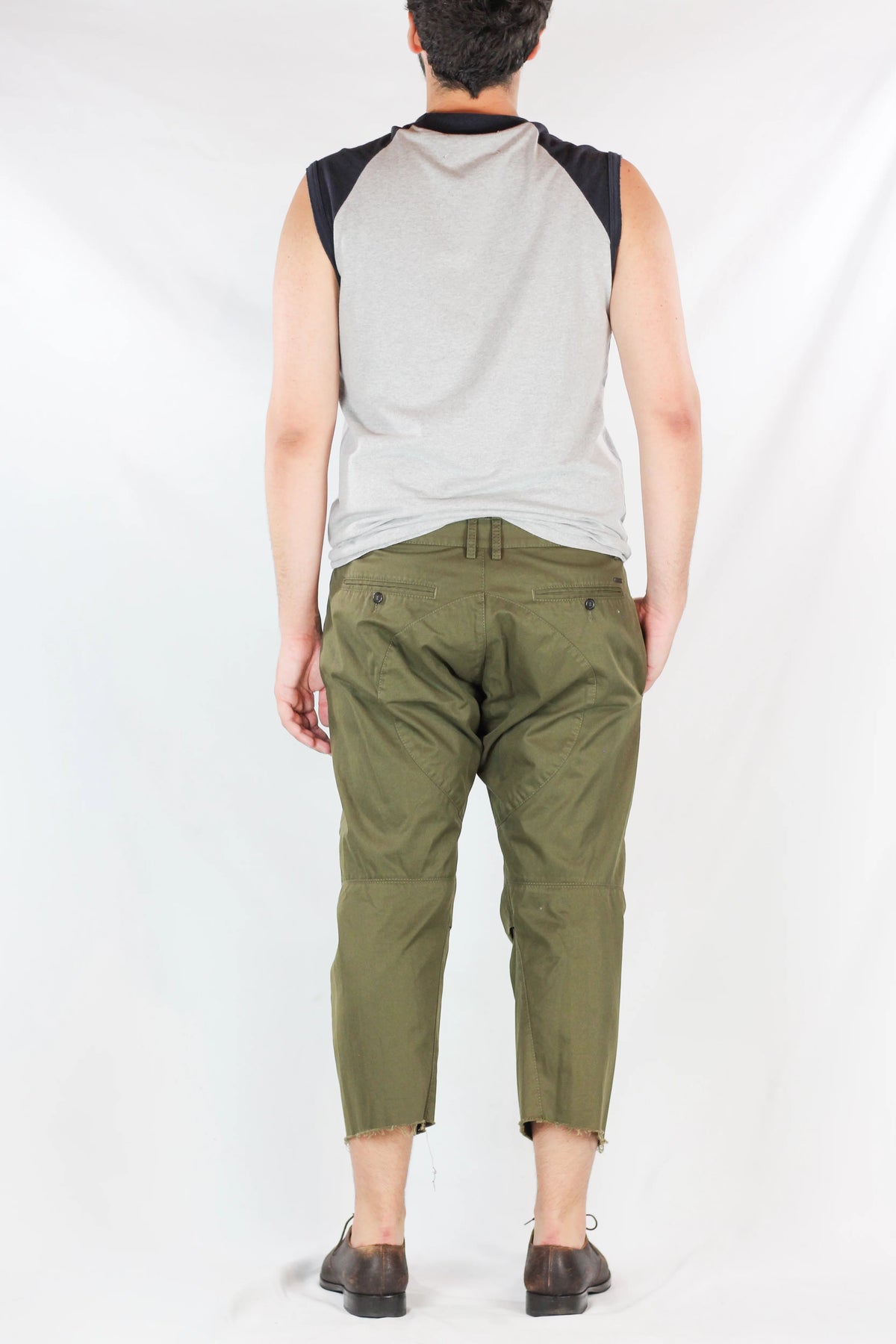 Military Green Cropped Trousers